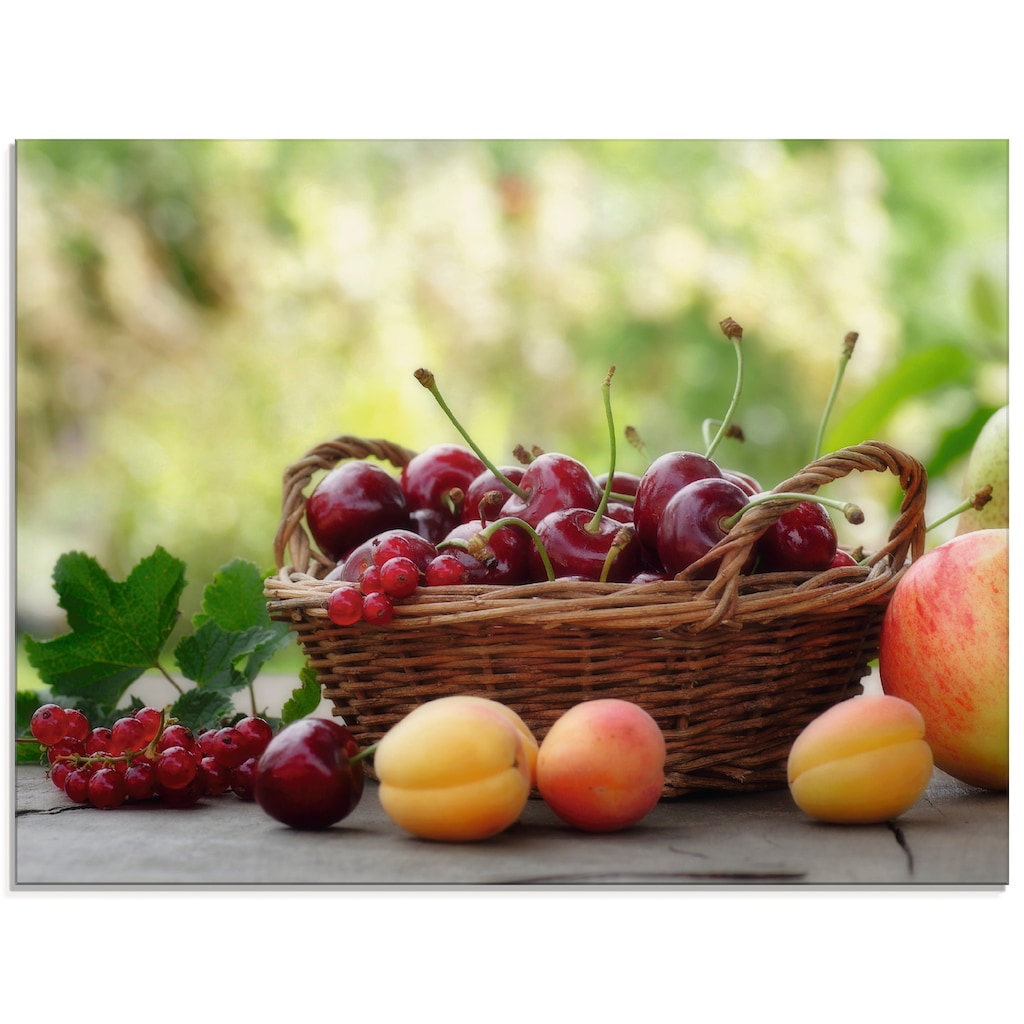 Artland Glasbild »Frische Früchte Körbchen«, Lebensmittel, (1 St.)