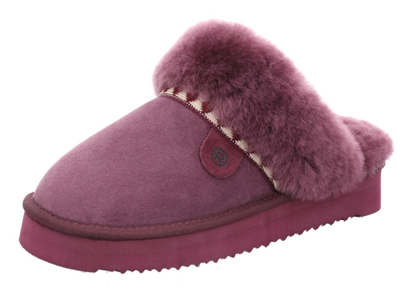 Rohde Pantoffel "GENOVA" Hausschuh, Clog mit Lammwolle und Plateasohle