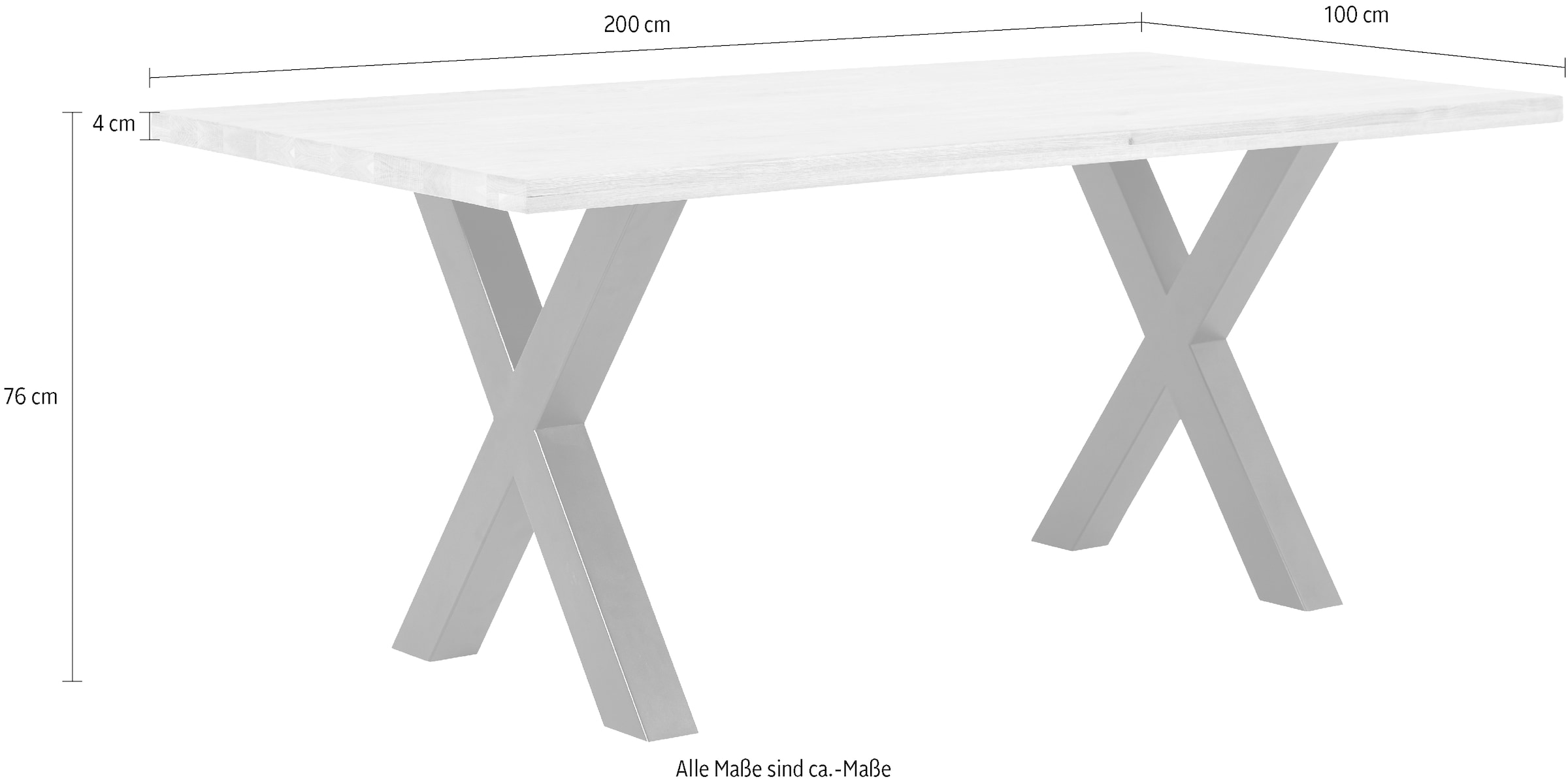 massivline&more Esstisch »Jakarta, Küchentisch, Tisch, Esstisch, Holztisch«, (2 St.), Platte massiv, Gestell Metall pulverbeschichtet schwarz