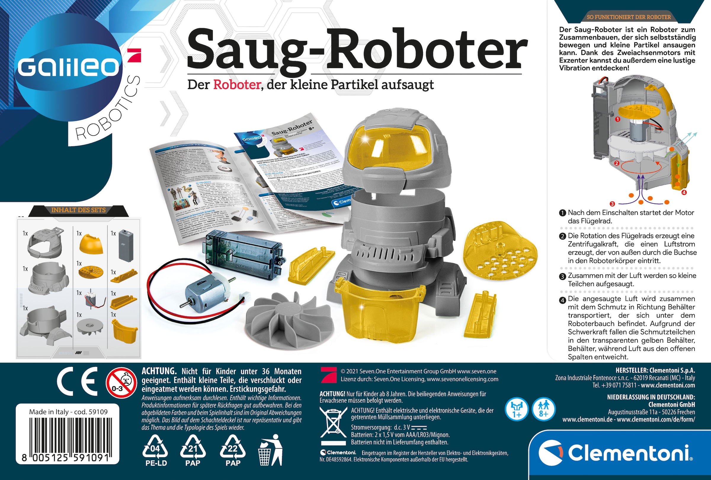 Clementoni® Experimentierkasten »Galileo, Saug-Roboter«, Made in Europe