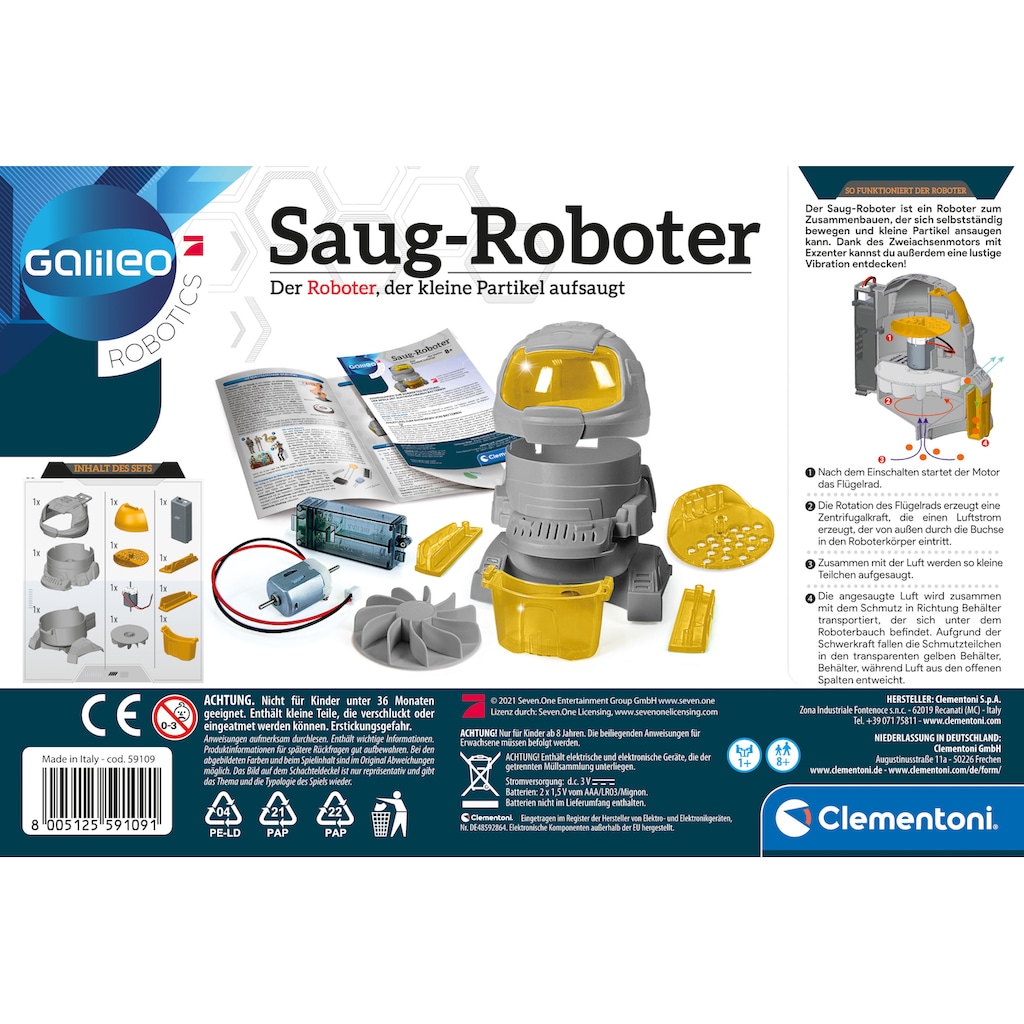 Clementoni® Experimentierkasten »Galileo, Saug-Roboter«