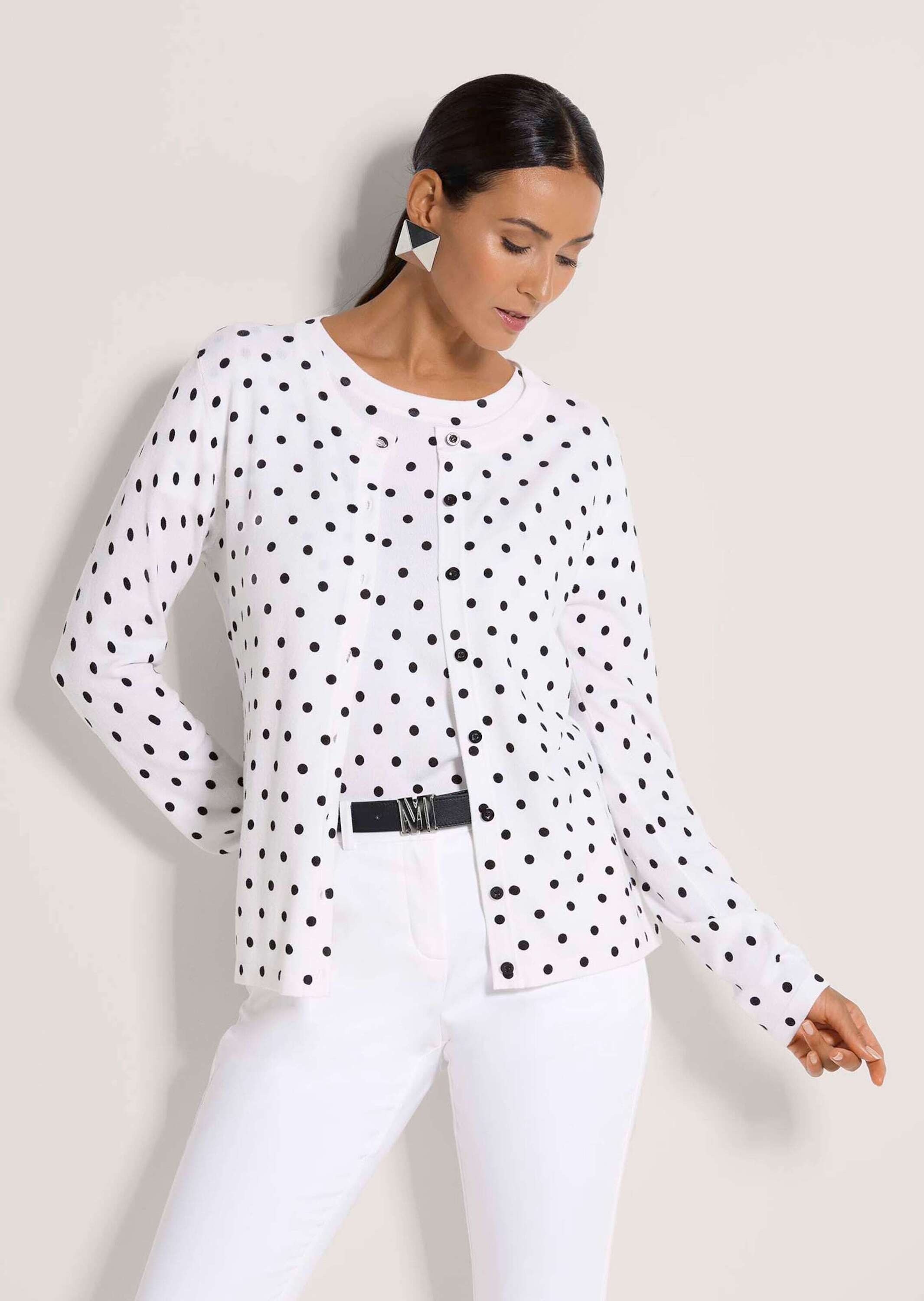 Thumbnail - MADELEINE Strickjacke "Cardigan Langarm Strickjacke mit Knopfleiste, Punktmuster" Punkteprint