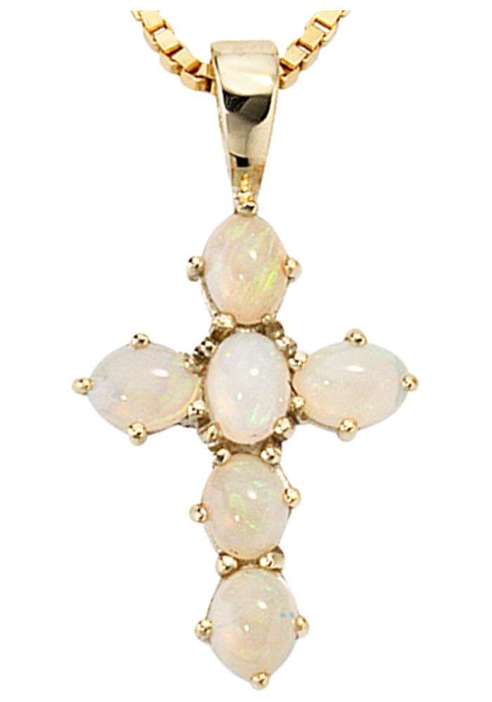 JOBO Kreuzanhänger »Anhänger Kreuz«, 585 Gold mit Opal