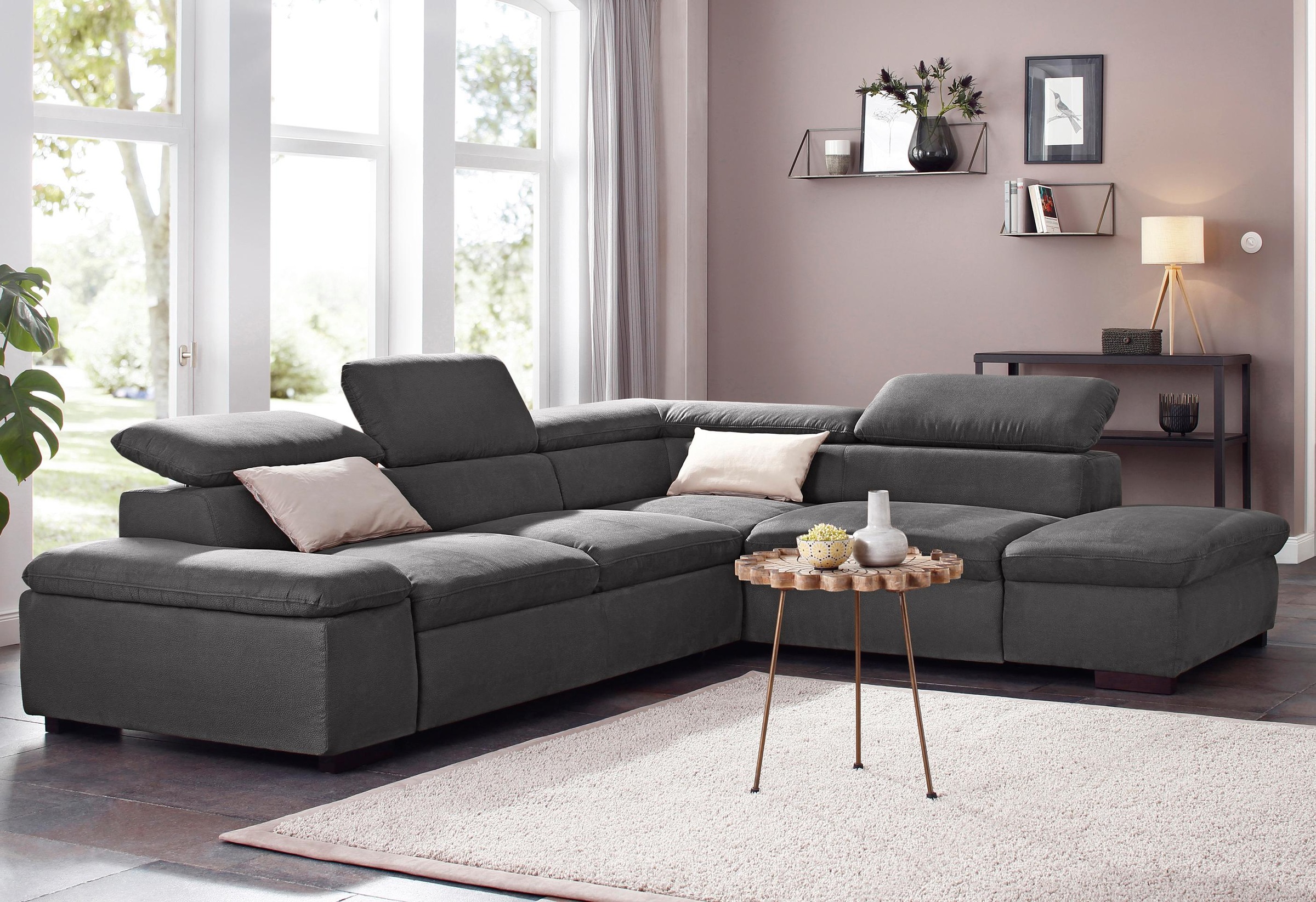 Home affaire Ecksofa »Alberto L-Form«, mit Kopfteilverstellung, wahlweise mit Bettfunktion