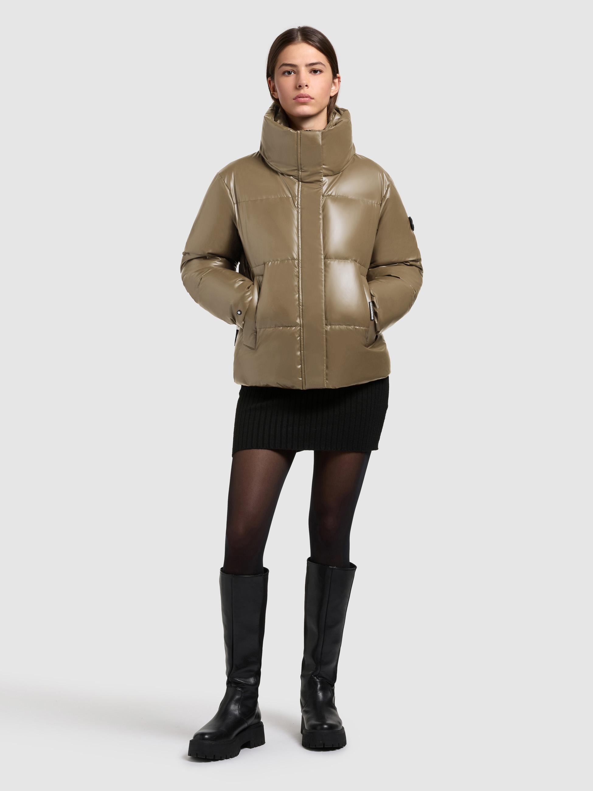 khujo Winterjacke »Rinja2 Shiny« ohne Kapuze Schimmernde Winter Steppjacke mit doppeltem Kragen