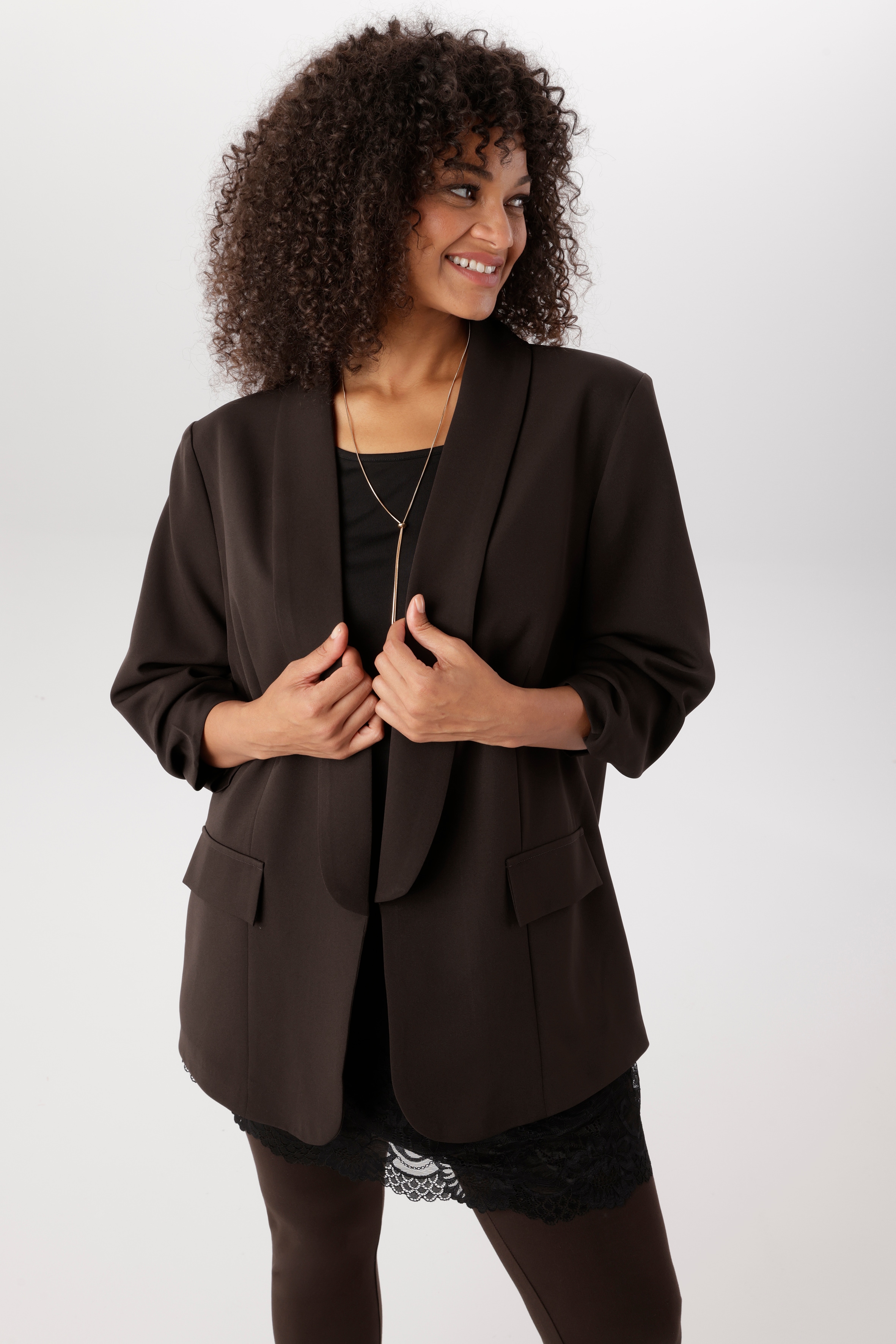 Aniston PLUS Longblazer mit 3/4 langen, gerafften Ärmeln - NEUE KOLLEKTION