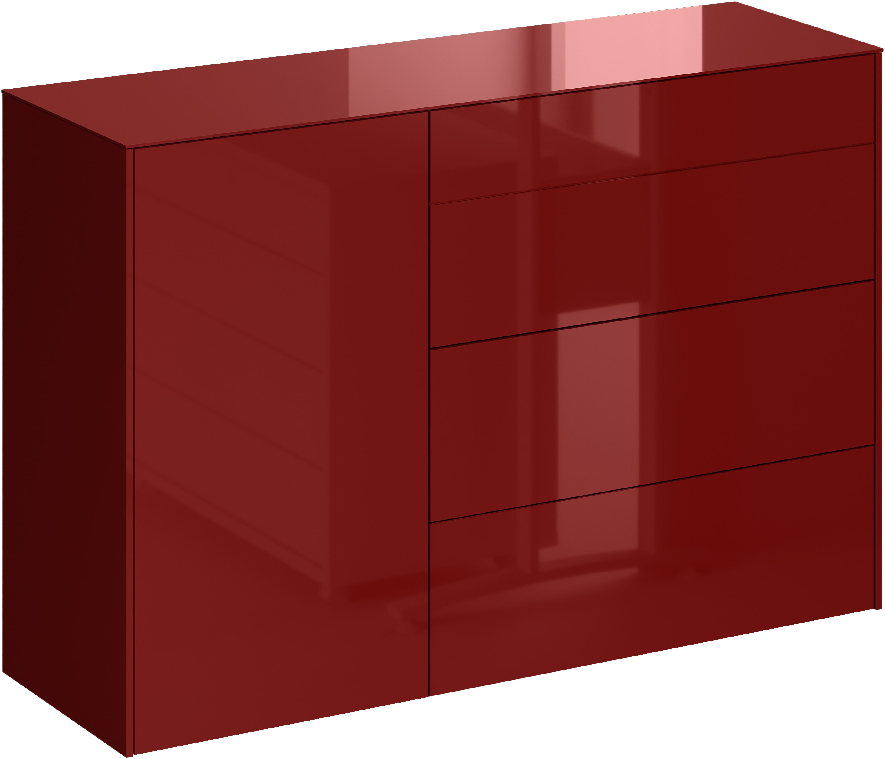 Mäusbacher Kommode Kommode BHT 131/89/42 cm, Push to open, Front+Oberplatte=Glas