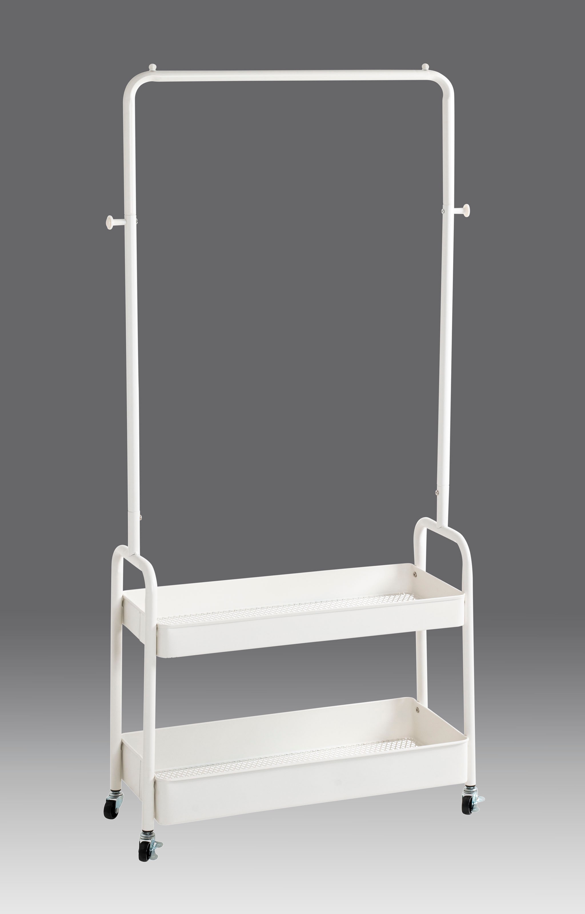 HAKU Garderobenständer "Garderobe, Garderobenständer, Kleiderständer auf Rollen, Kleiderwagen" rechteckig - aus Metall Weiß - B/T/H 85/31/155 cm
