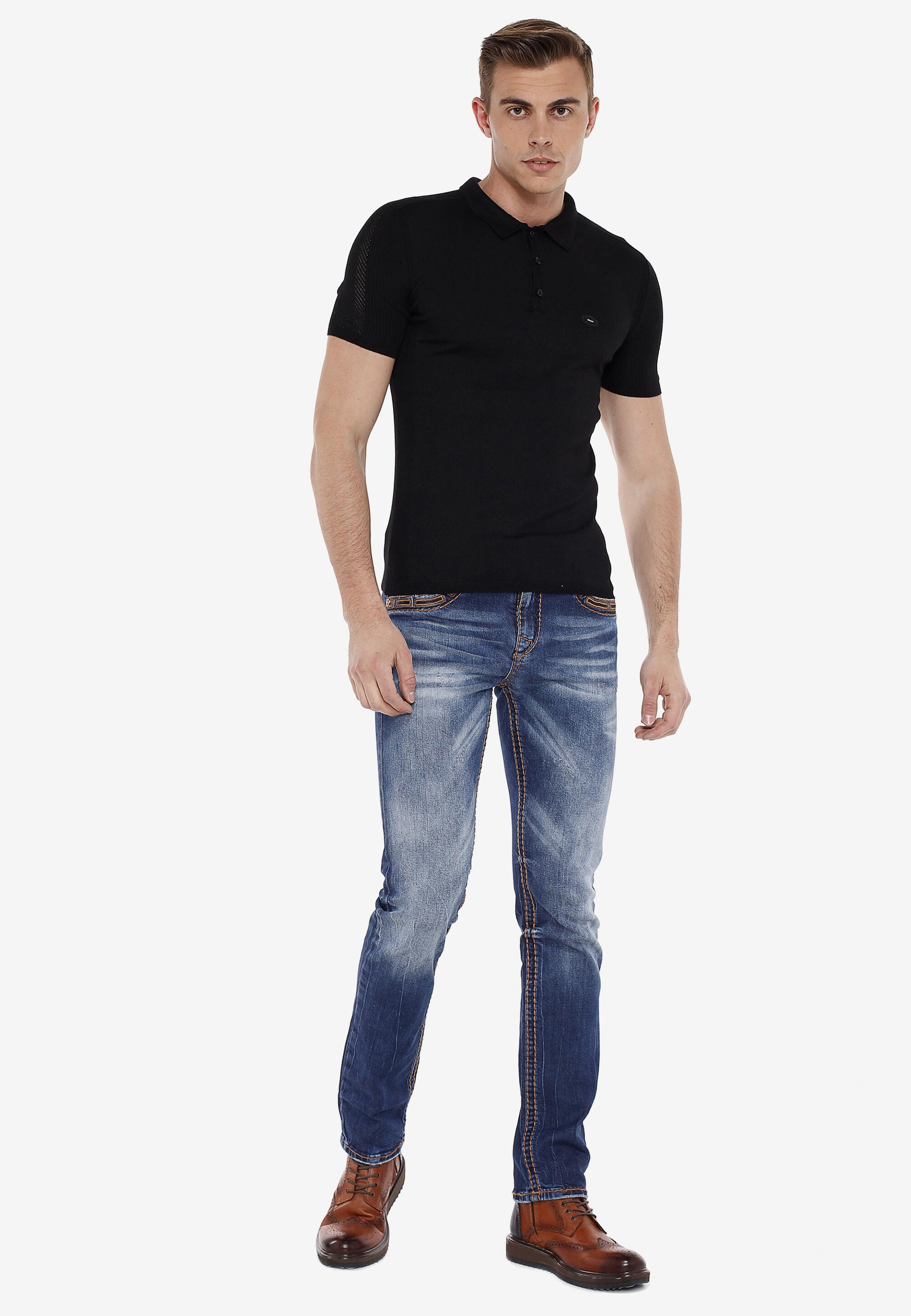Cipo & Baxx T-Shirt »T-Shirt«, Henley-Ausschnitt