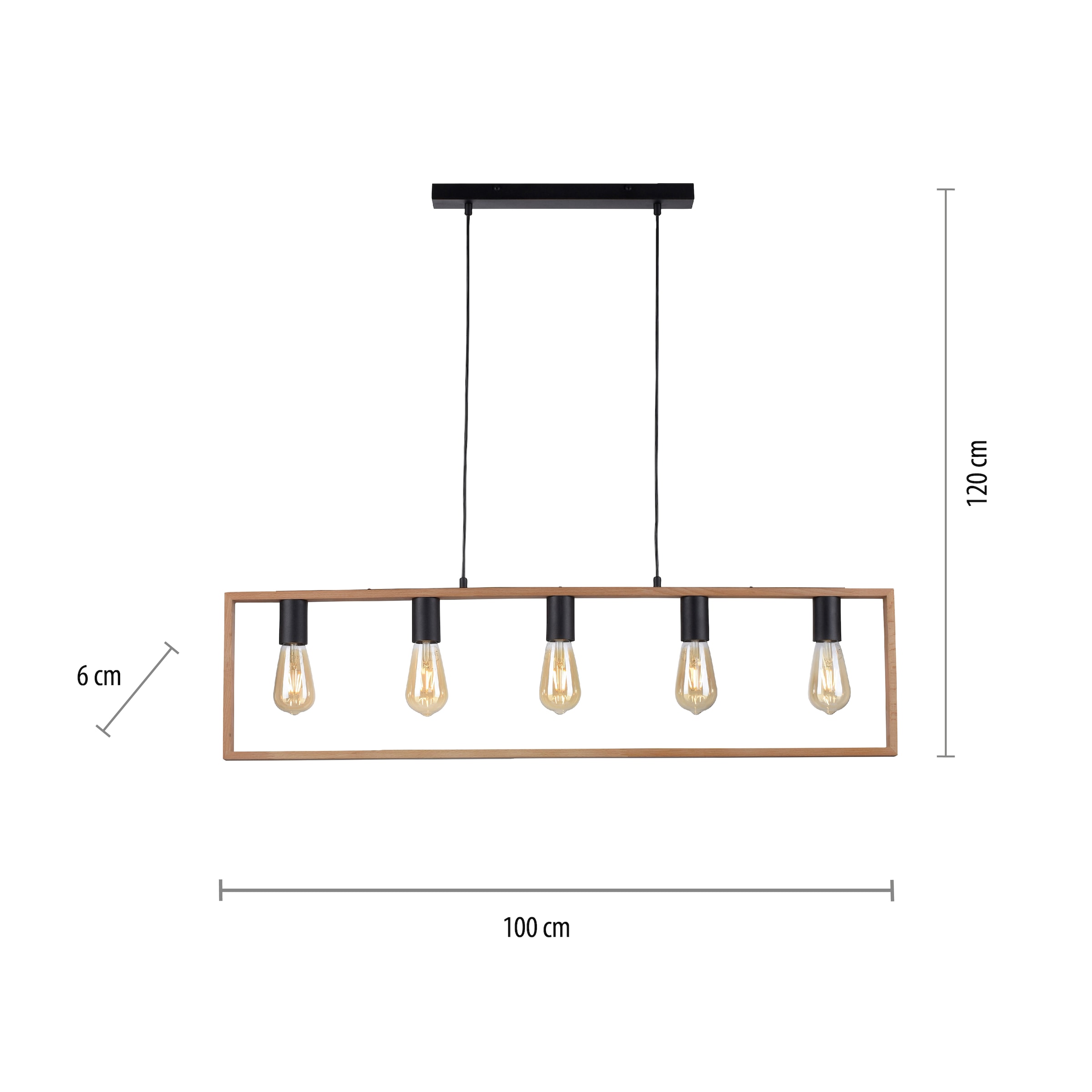 JUST LIGHT Pendelleuchte »FRANKY«, 5 flammig, Leuchtmittel E27 | ohne Leuchtmittel, ExklusiveE27
