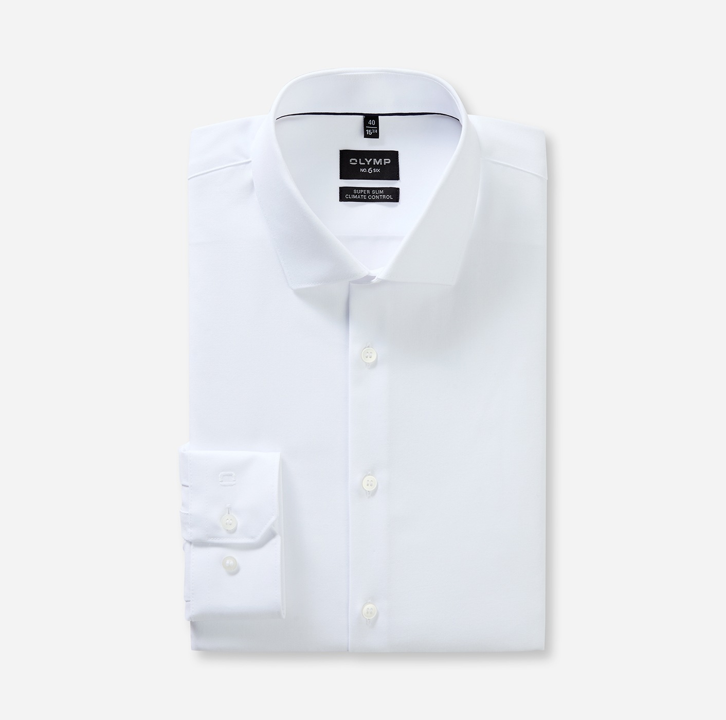 Businesshemd OLYMP "OLYMP No. Six 24/Seven, super slim, Modern Kent", Herren, Gr. 46, Normaler Arm, weiß, 64% Baumwolle, 27% Polyester, 9% Elasthan, Hemden