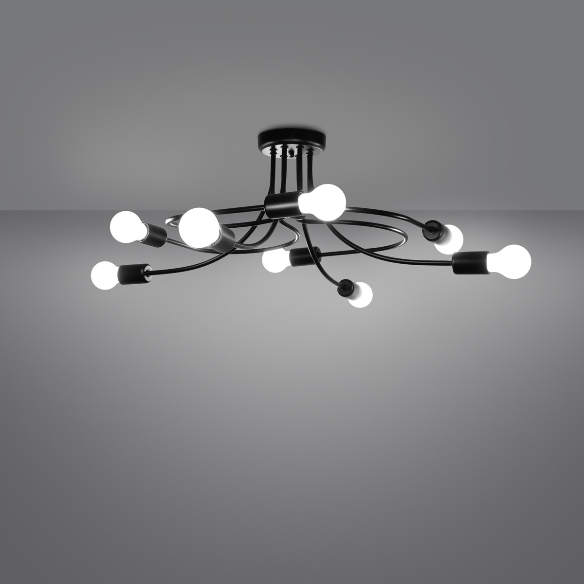 SOLLUX lighting Deckenleuchte »Kronleuchter LEVAR 8 schwarz«, 8 flammig, Leuchtmittel E27 | ohne Leuchtmittel, Streulicht