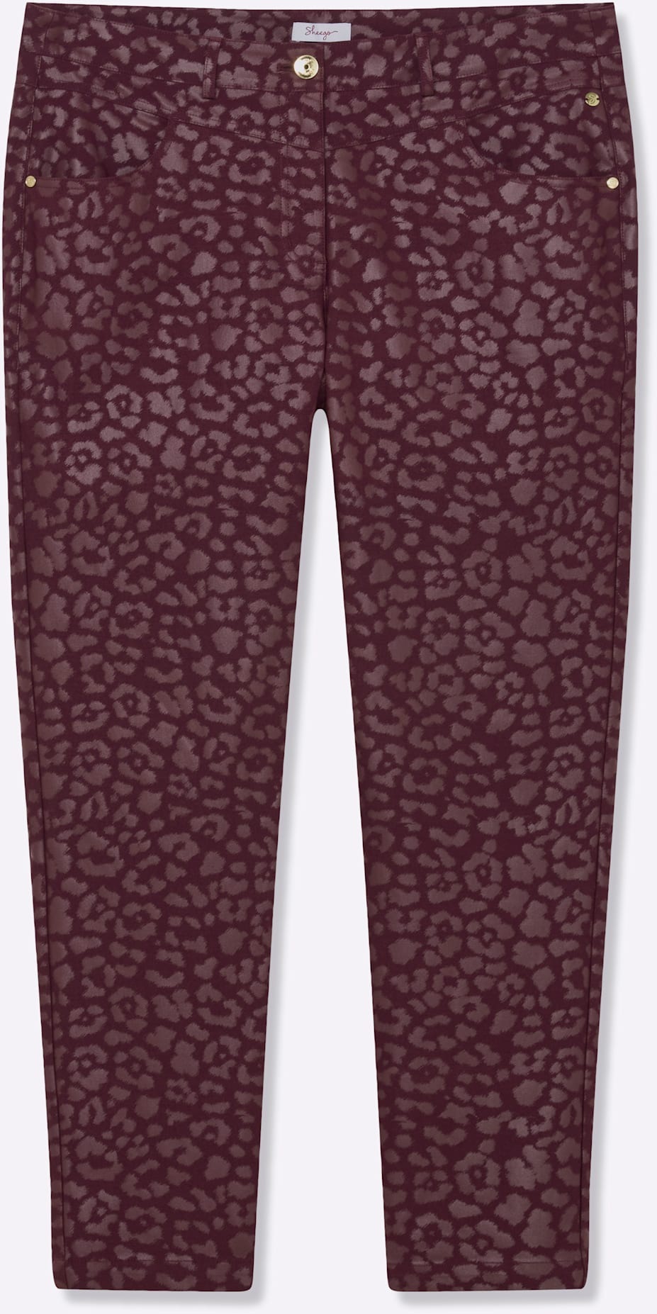 Webhose SHEEGO, Damen, Gr. 52, Normalgrößen, burgund, bedruckt, 78% Viskose, 19% Polyamid, 3% Elasthan, bedruckt, gemustert, mehrfarbig, Hosen 2