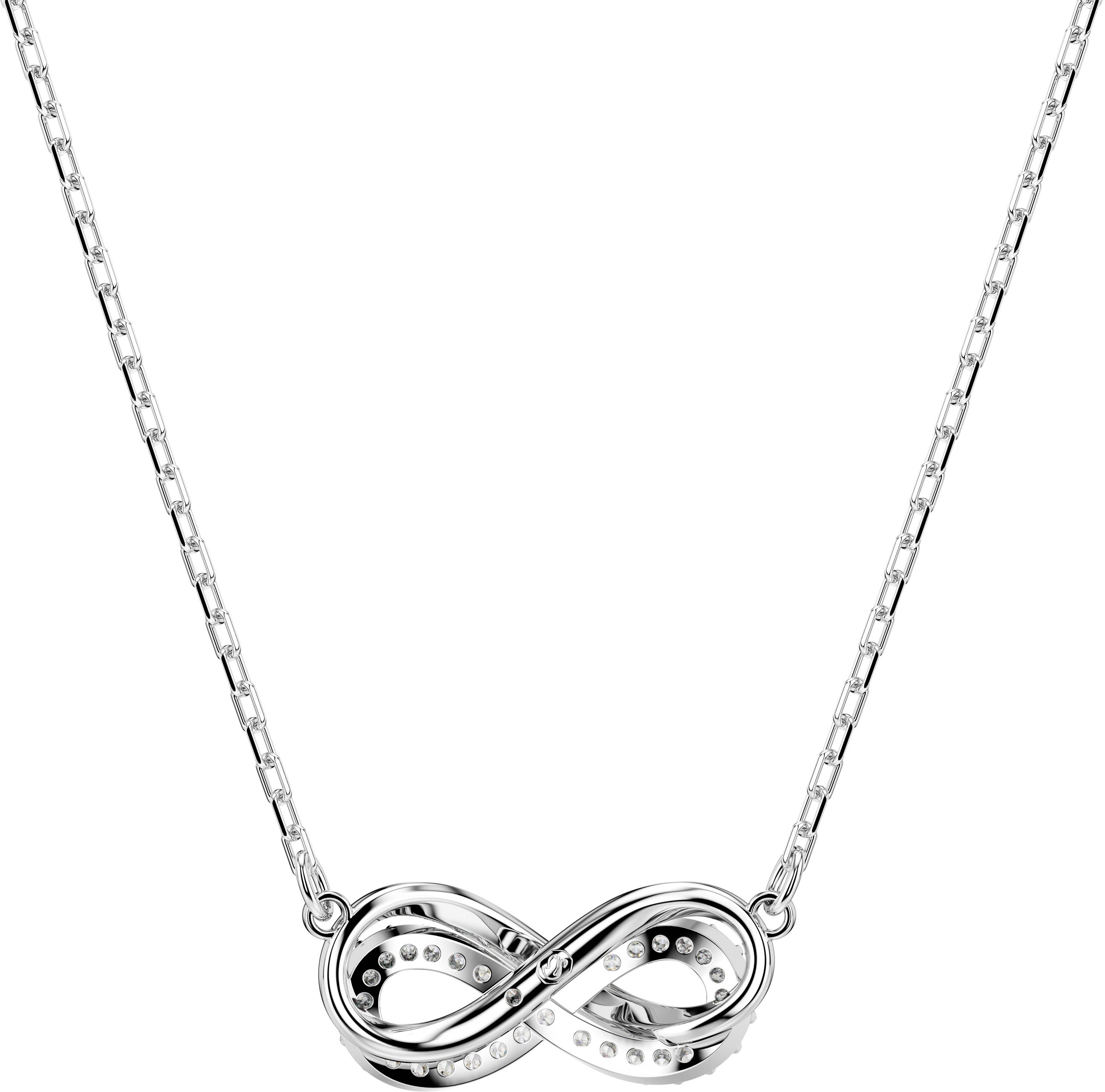 Kette mit Anhänger SWAROVSKI "Schmuck Geschenk Halskette Hyperbola Twist", silber (metallfarben, kristallweiß), Halsketten, Damen, Metall, L: 45, mit Swarovski Zirkonia (synth.) 4