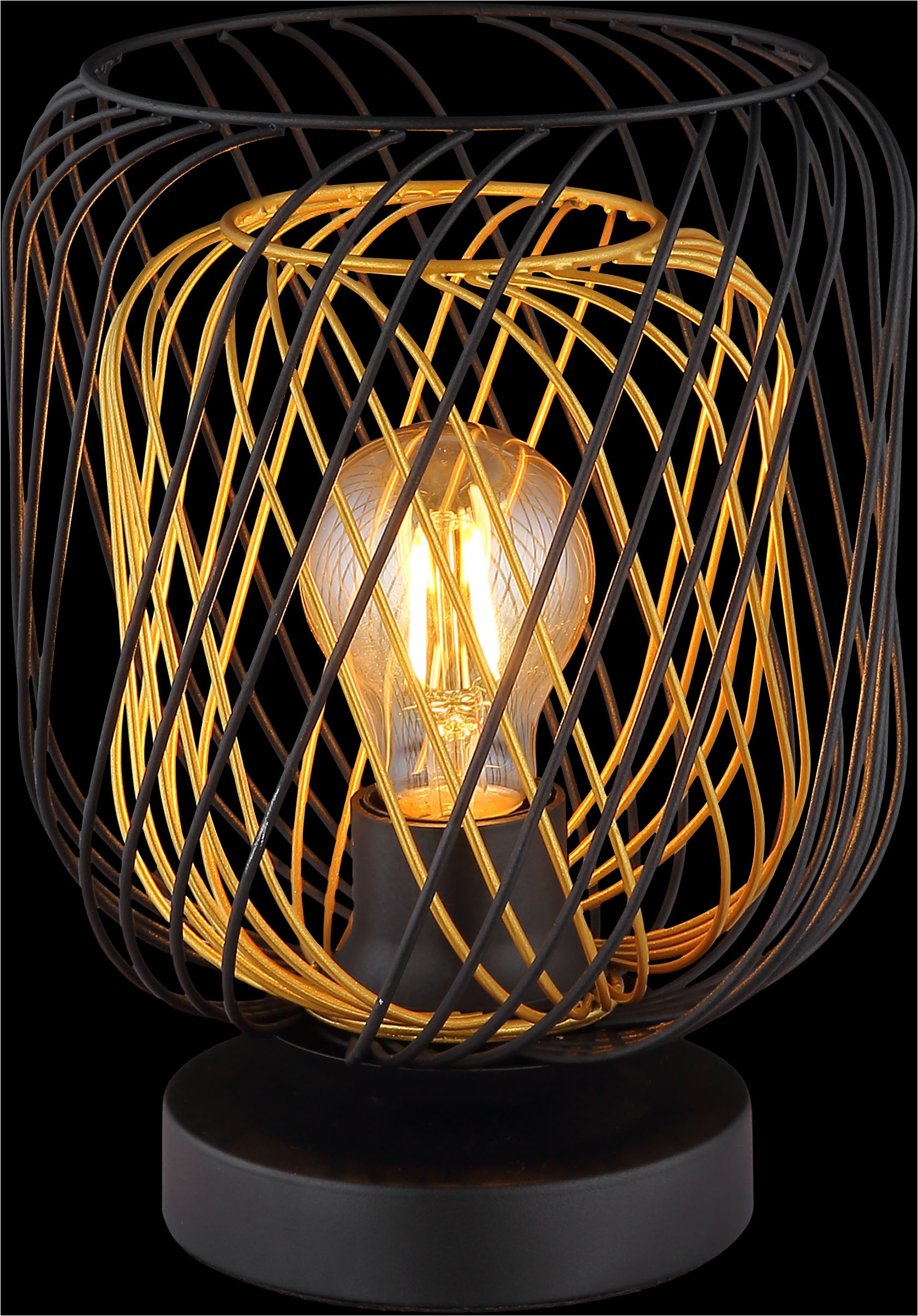 GLOBO LIGHTING Tischleuchte »DICHTI«, Leuchtmittel E27 | ohne Leuchtmittel, Tischlampe/schwarz/Metallgeflecht/Wohnzimmer/Schlafzimmer