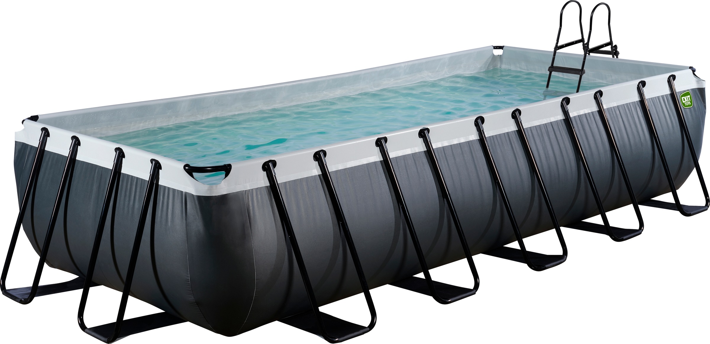 Framepool EXIT, B:200cm H:100cm L:400cm, schwarz, Schwimmbecken, BxLxH: 200x400x100 cm, mit Filterpumpe und Sicherheitsleiter