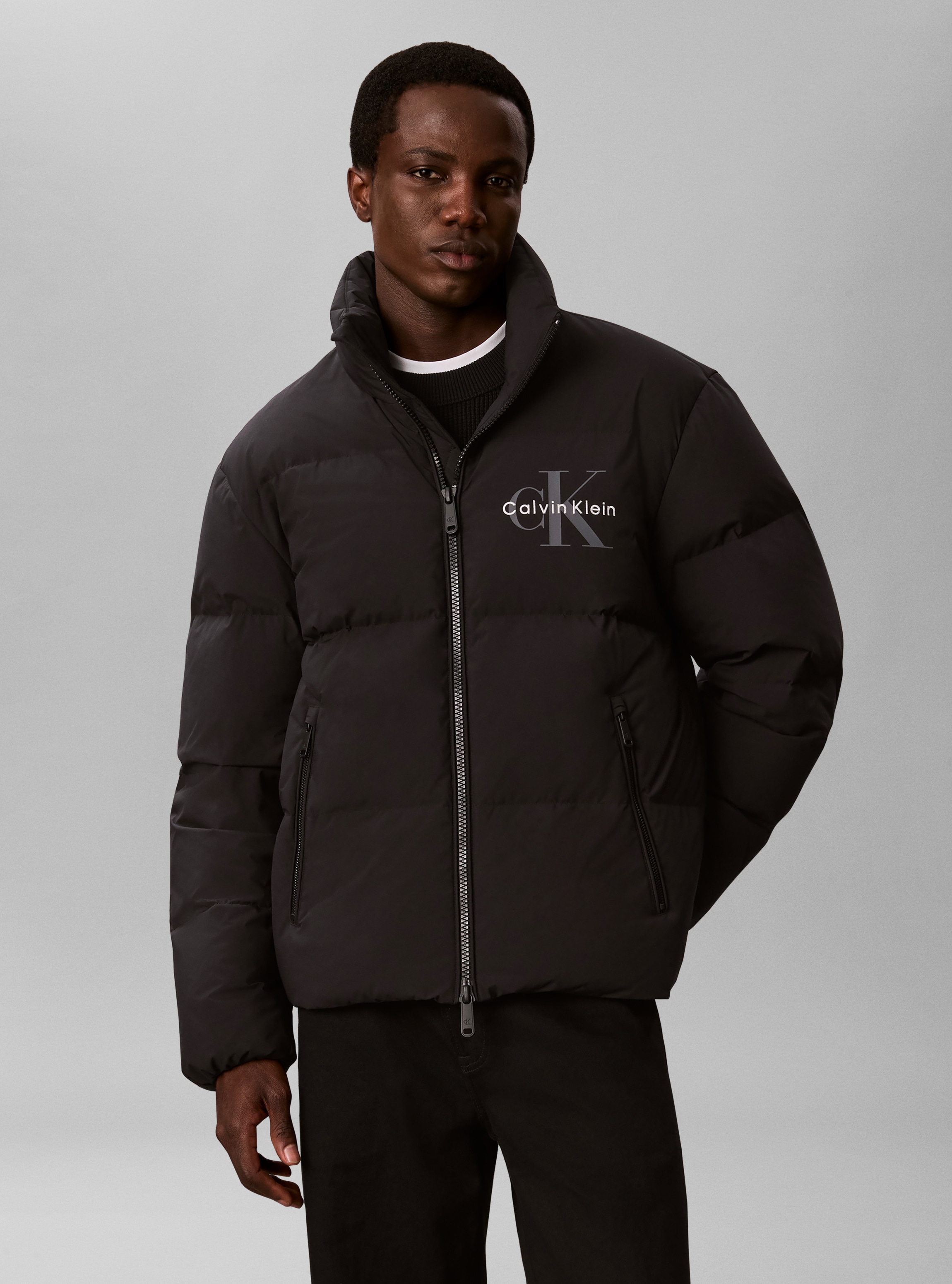 Herren Steppjacke "NYLON MONOLOGO DOWN PUFFER", schwarz, Gr. XXL, CALVIN KLEIN JEANS, unifarben, Web, Obermaterial: 100% Polyester. Futter: 100%