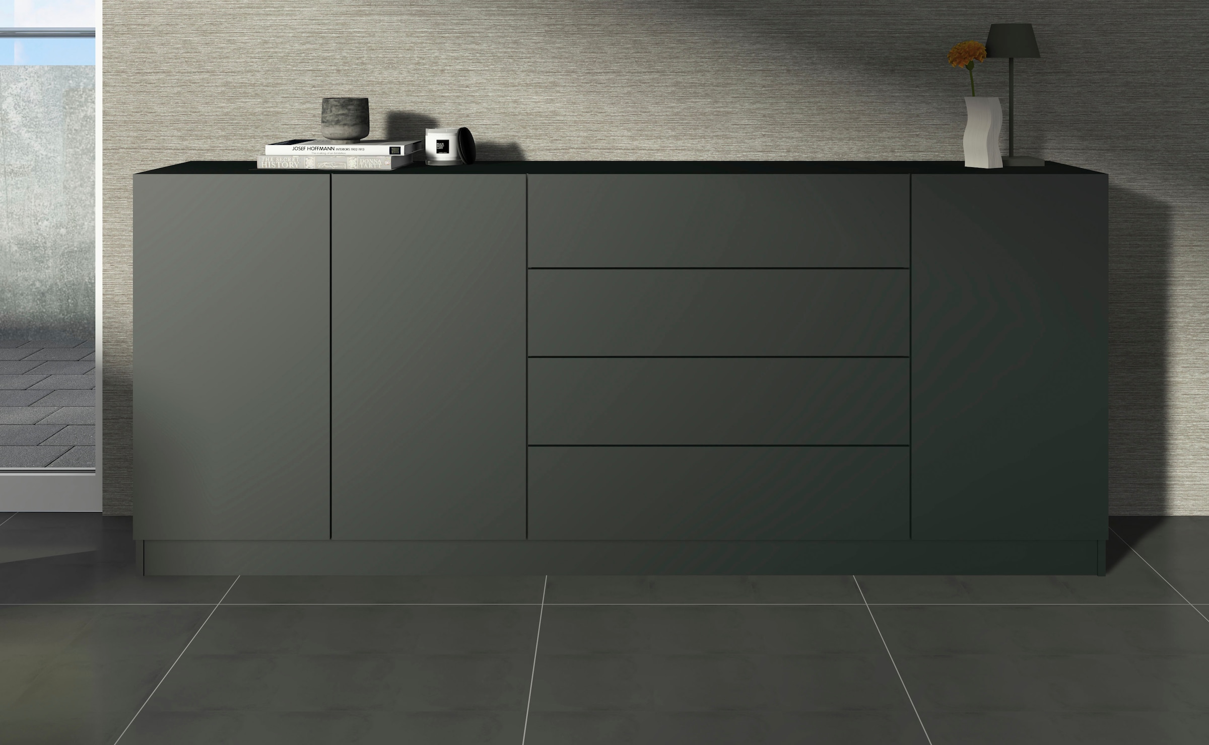 borchardt Möbel Sideboard »Vaasa, Kommode mit 3 Türen und 4 Schubkästen auf Kugelführungen« Breite 190 cm