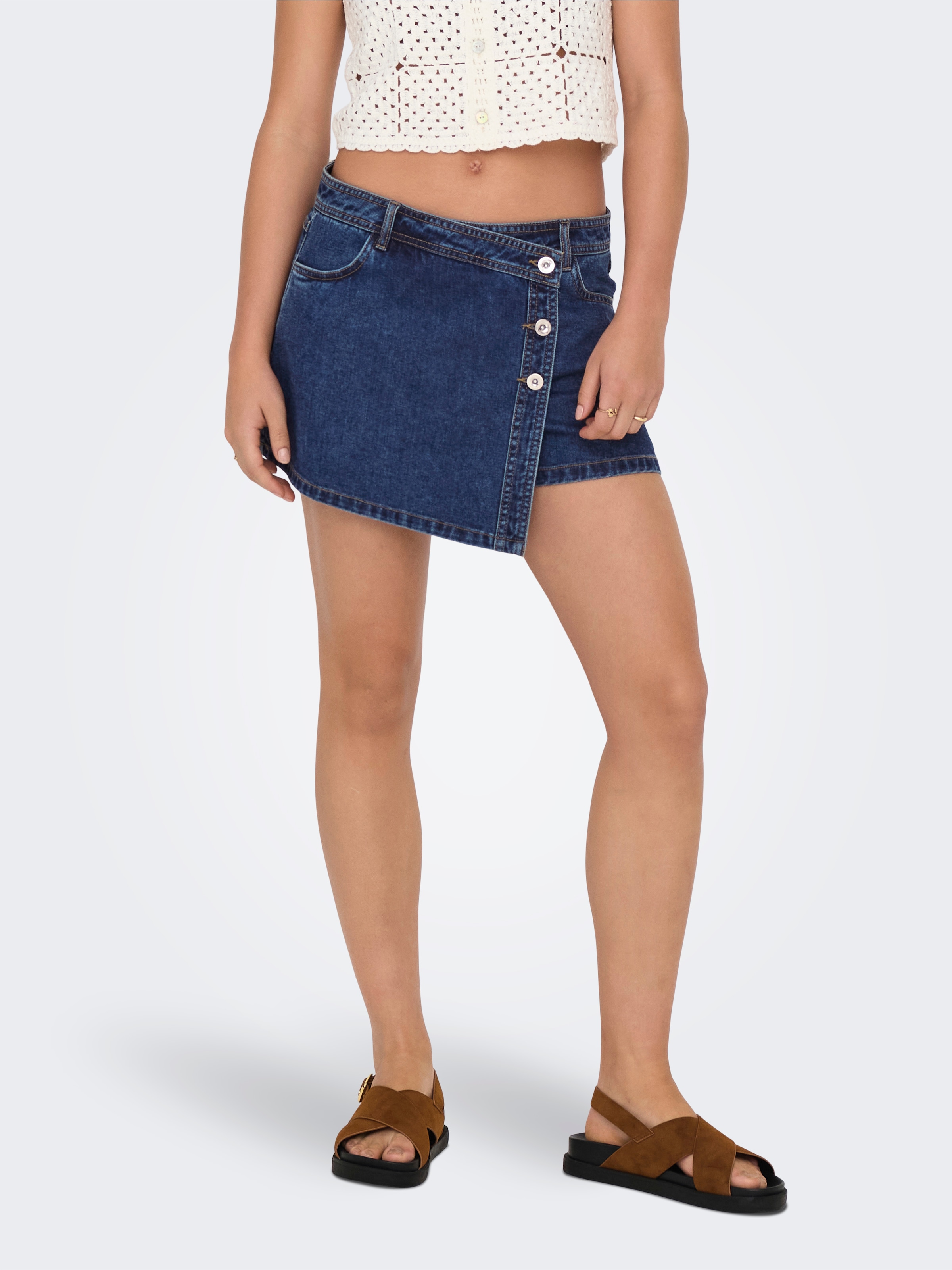 ONLY Jeansshorts "ONLLESLY REG LB DNM SKORT BJ NOOS" Baumwolle, Regular Waist, Hosenrock