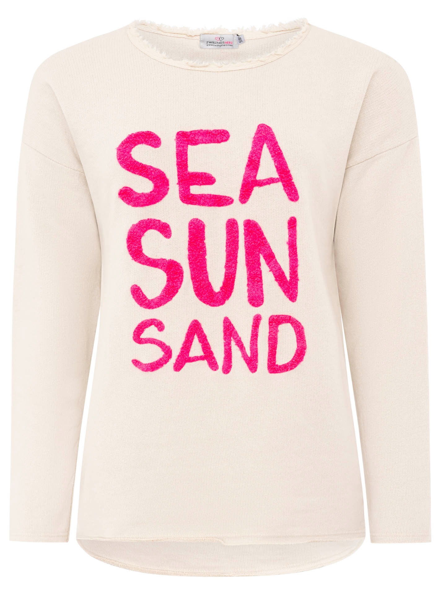 Zwillingsherz Sweater »"Sea Sand Sun"«, Mit großer Flock-Aufschrift in auffälliger Farbe