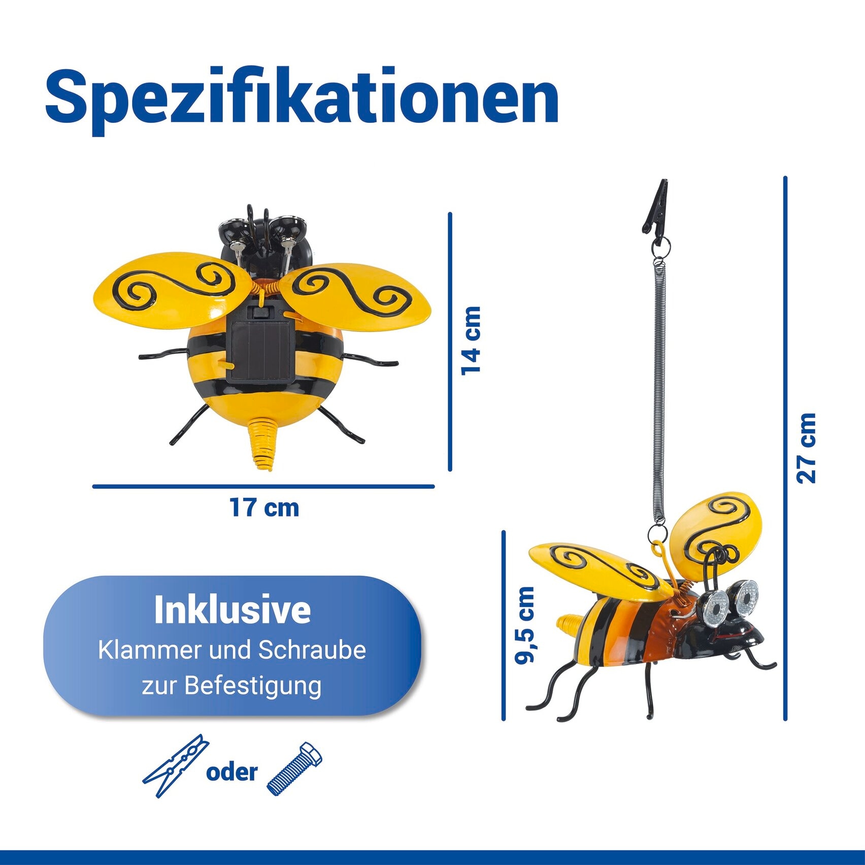 Maximex LED Gartenleuchte »Modell Biene« Warmweiß solarbetriebene Gartendekoration, leuchtet bis zu 8 Stunden