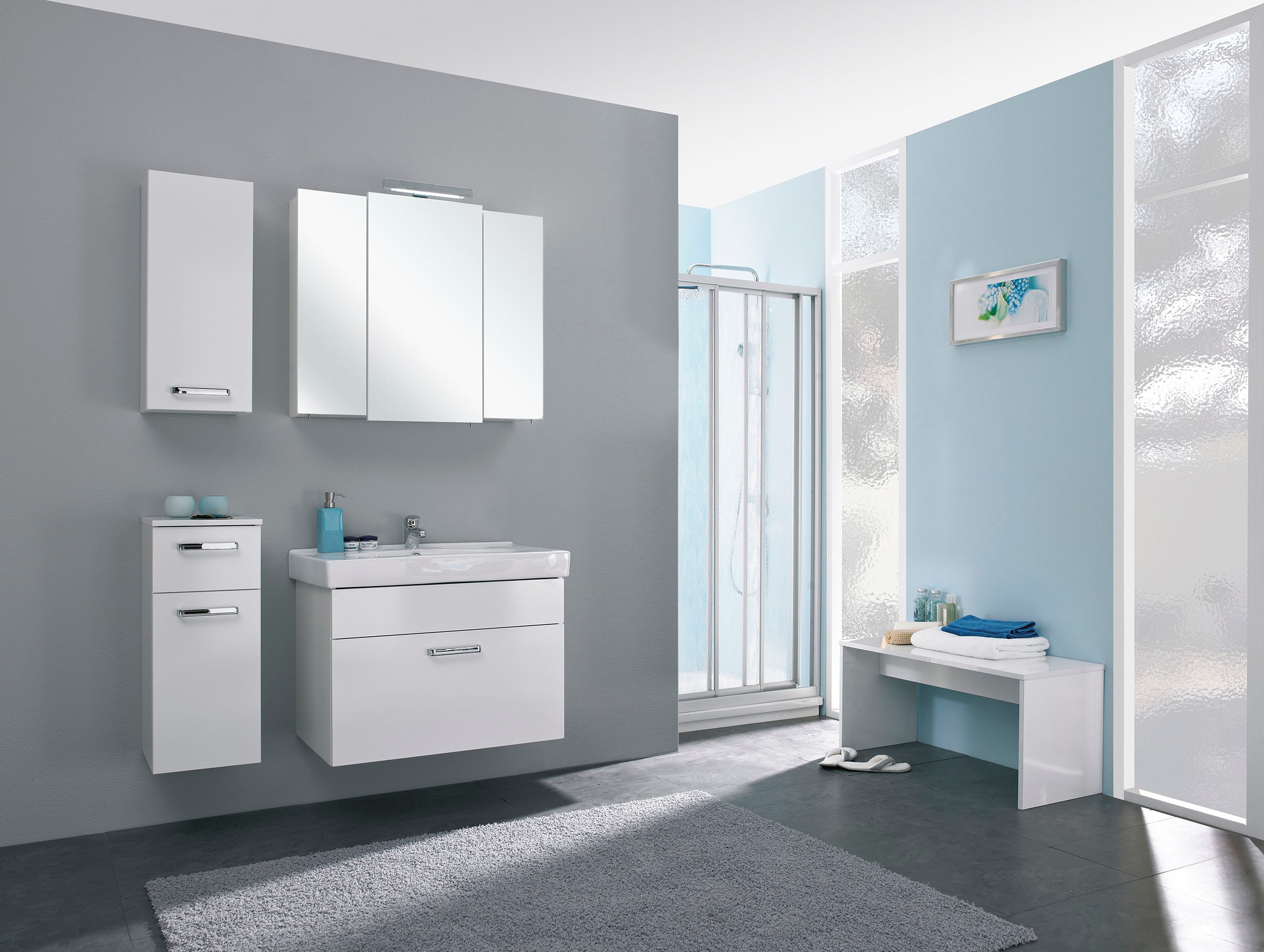 Saphir Badmöbel-Set "Quickset 2-teilig, Keramikwaschtisch mit LED-Spiegelsc günstig online kaufen