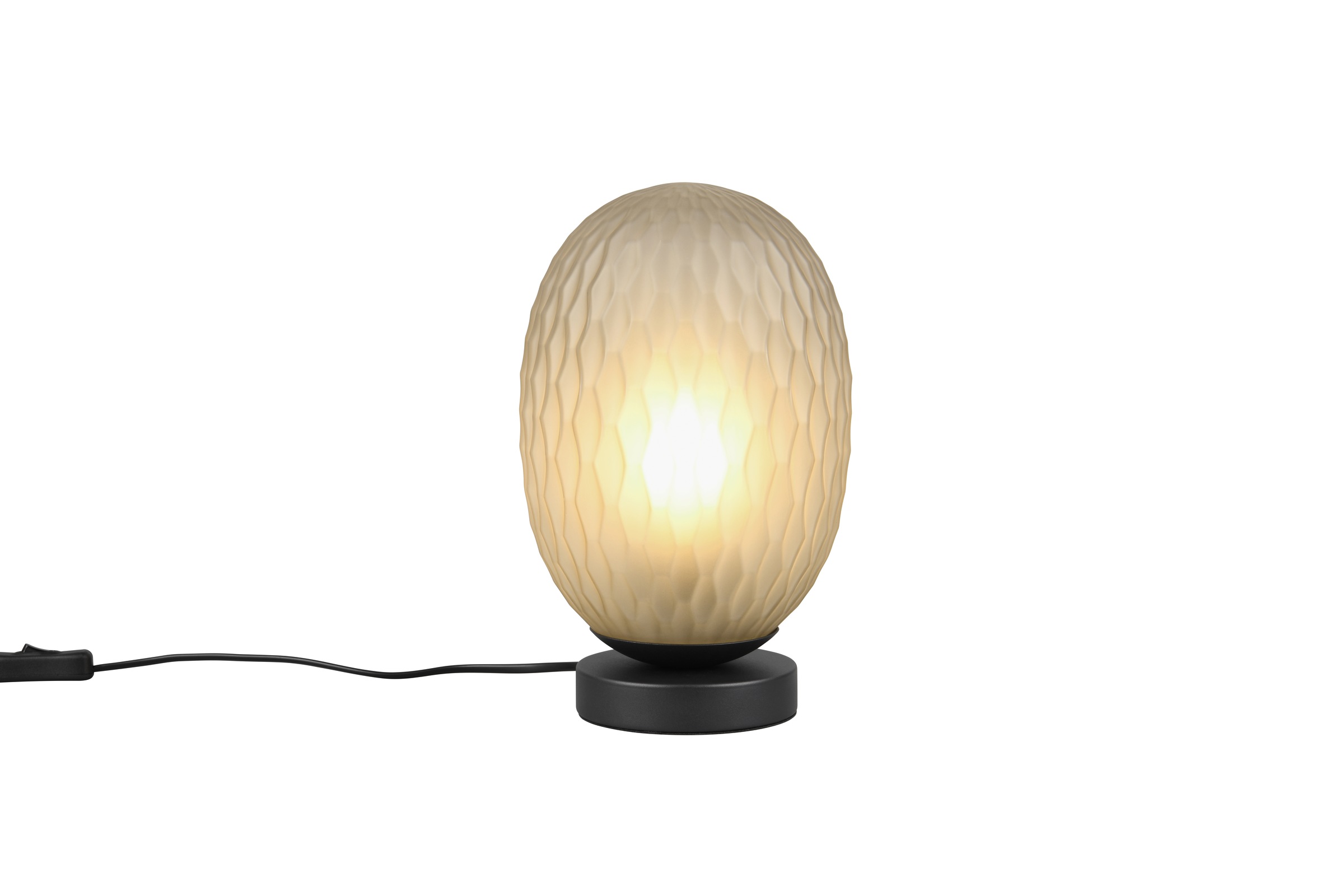 TRIO Leuchten Tischleuchte »FACETTE, Nachttischlampe mit Glas-Schirm Ø 18cm, Schnurschalter« E27 1 Stk. warmweiß - kaltweiß exkl. Leuchtmittel 1x E27 max 25W, Höhe 29cm, Tischlampe Schlafzimmer