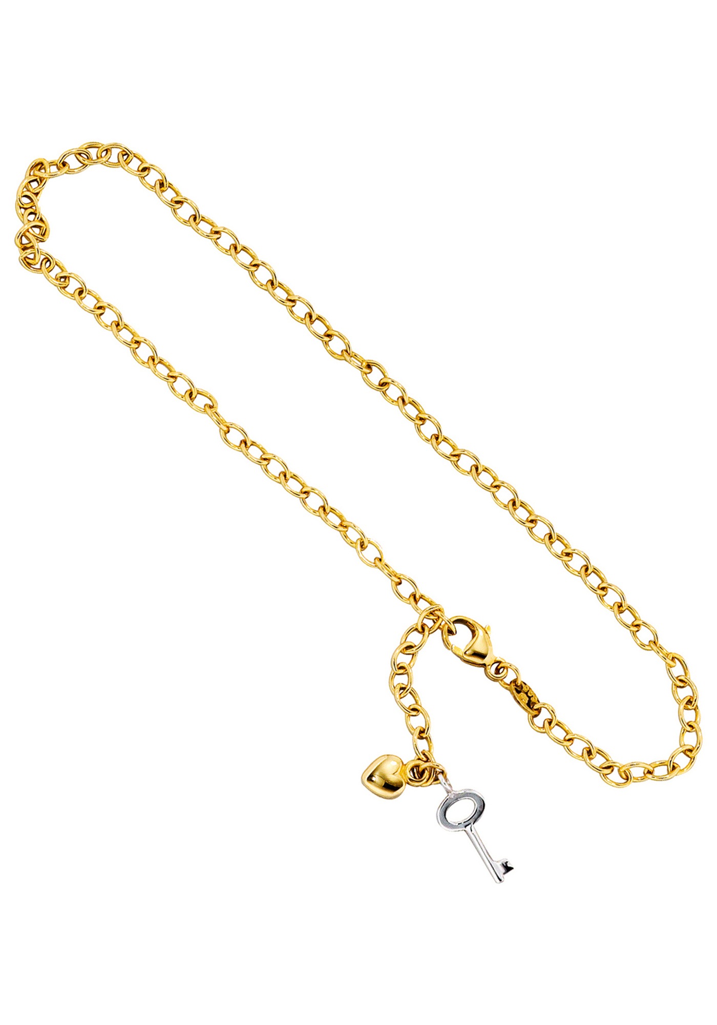 JOBO Fußkette »Schlüssel Herz«, 585 Gold bicolor 26 cm