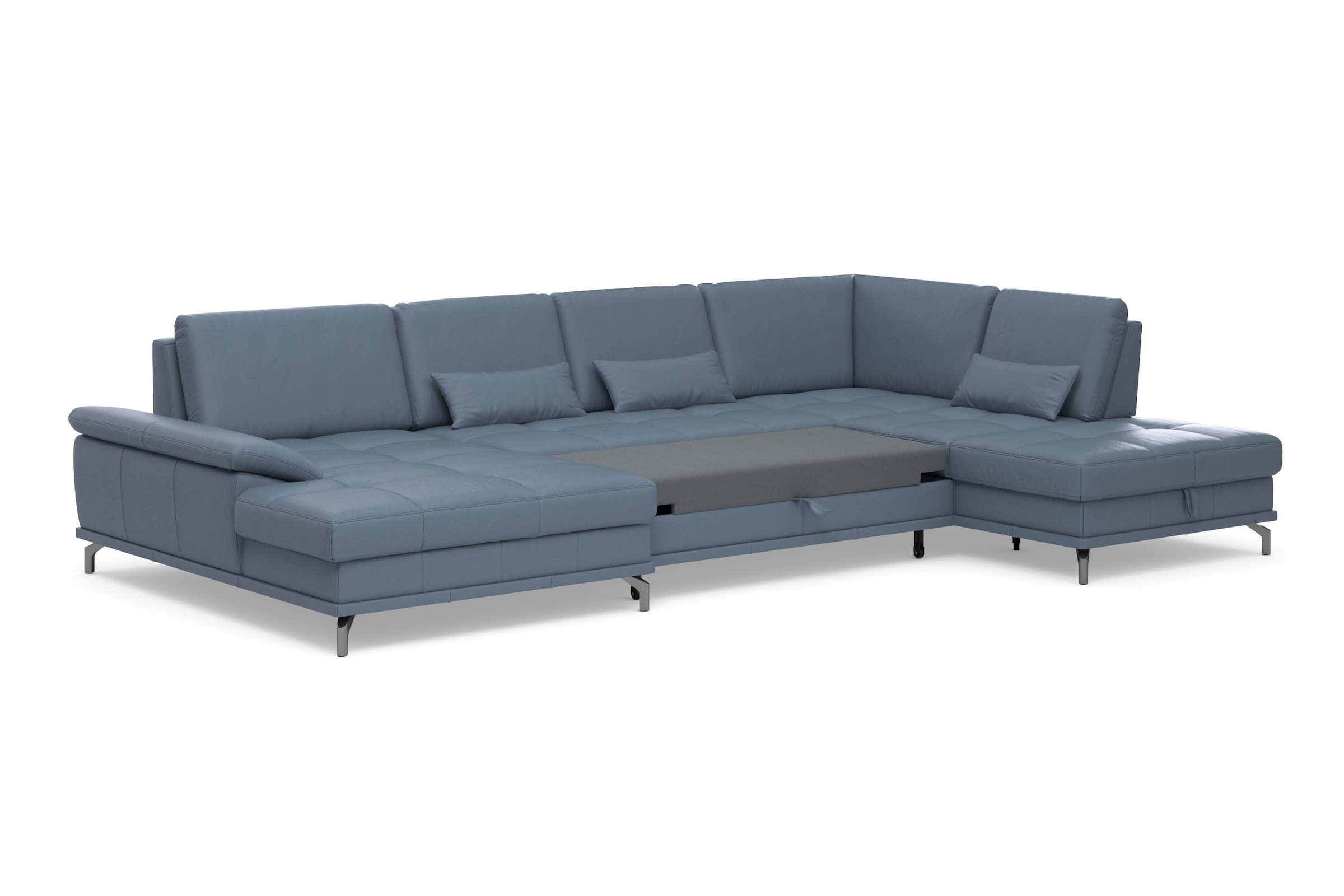 Places of Style Wohnlandschaft »Costello U-Form, mit Sitztiefenverstellung, Armteilverstellung und«, 3 Nierenkissen, optional Bettfunktion und Bettkasten
