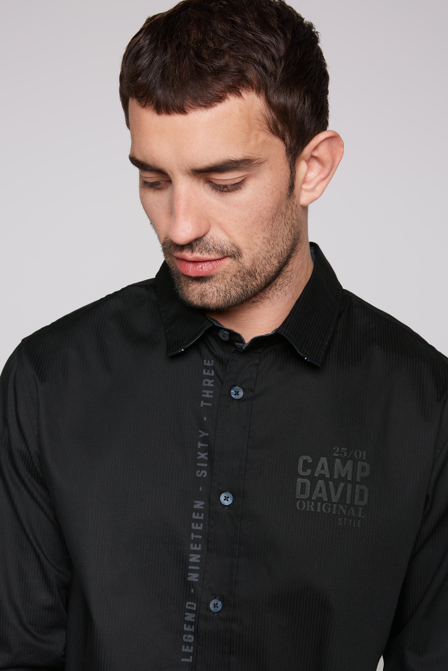 CAMP DAVID Langarmhemd, aus Baumwolle