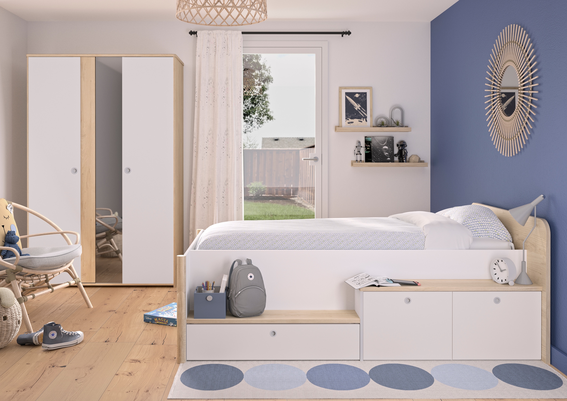 Gami Schlafzimmer-Set »Set 2 Tlg«, Bett mit viele Stauraum