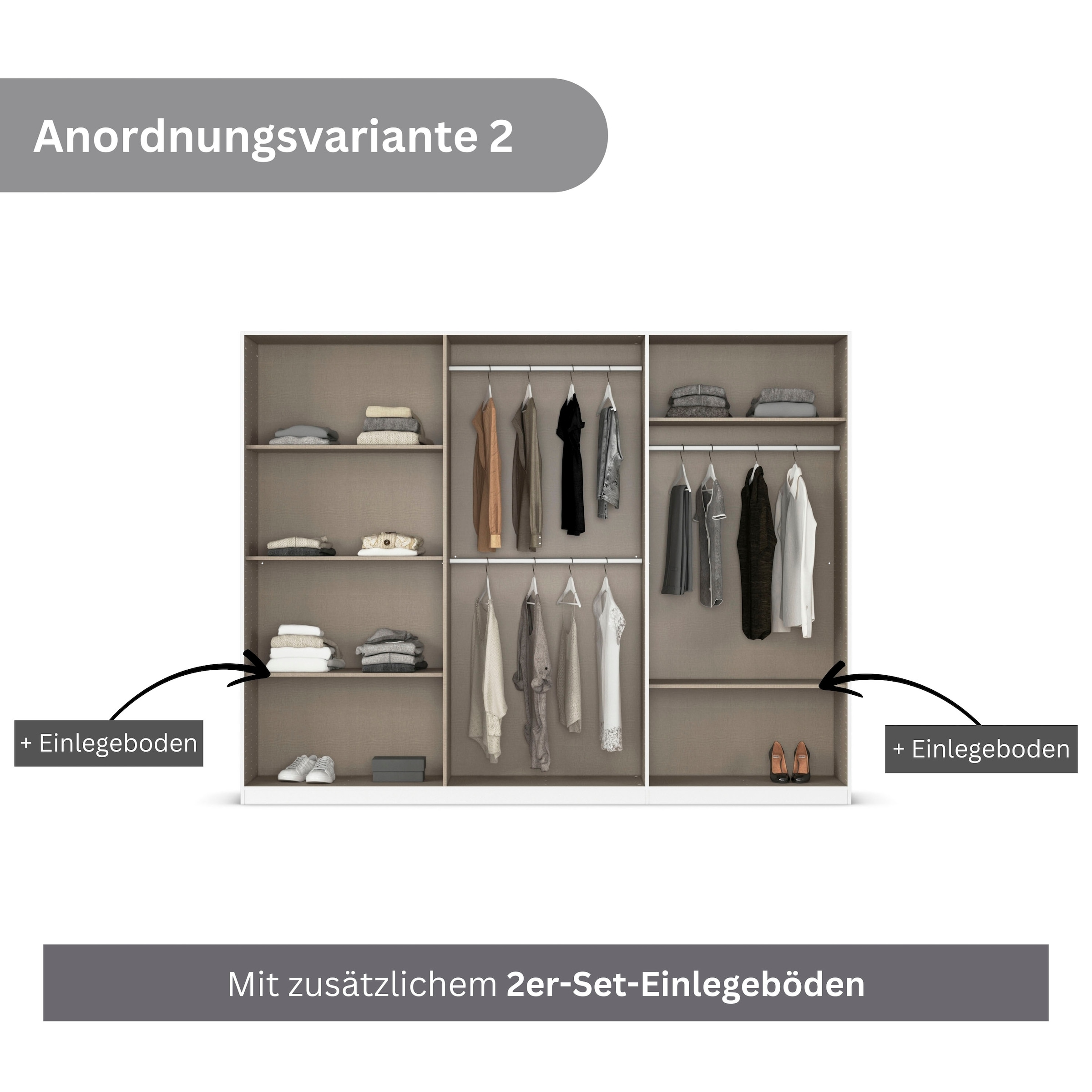 rauch Drehtürenschrank »Kleiderschrank Schrank Garderobe AGORDO TOPSELLER Schlafzimmer«, (in zwei Griff-Farben mit Dekor- oder Hochglanzfront), durchdachte Innenausstattung, in 6 Breiten und 2 Höhen MADE IN GERMANY