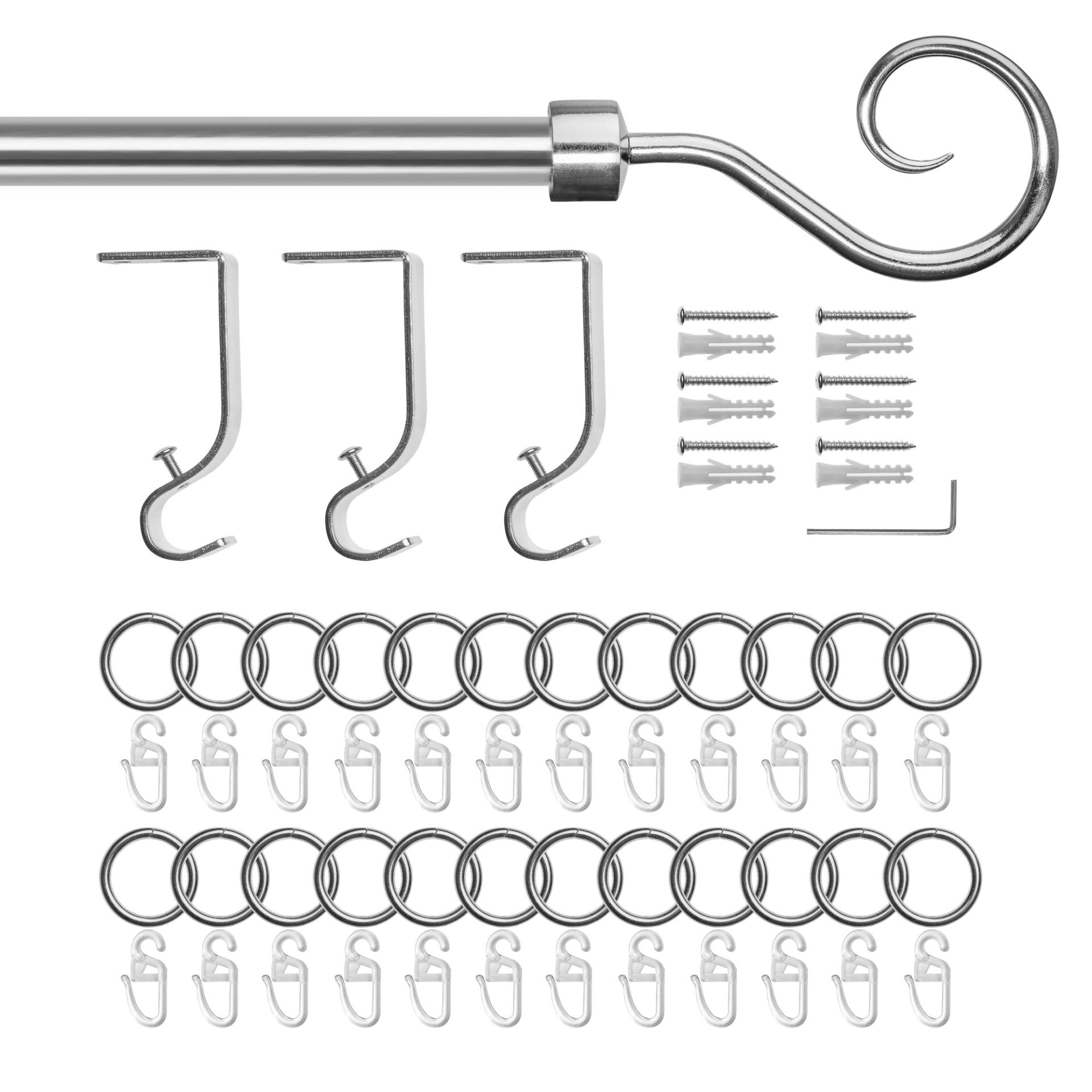 LICHTBLICK ORIGINAL Gardinenstange »Gardinenstange Kringel, 16 mm, ausziehbar« 1 läufig-läufig