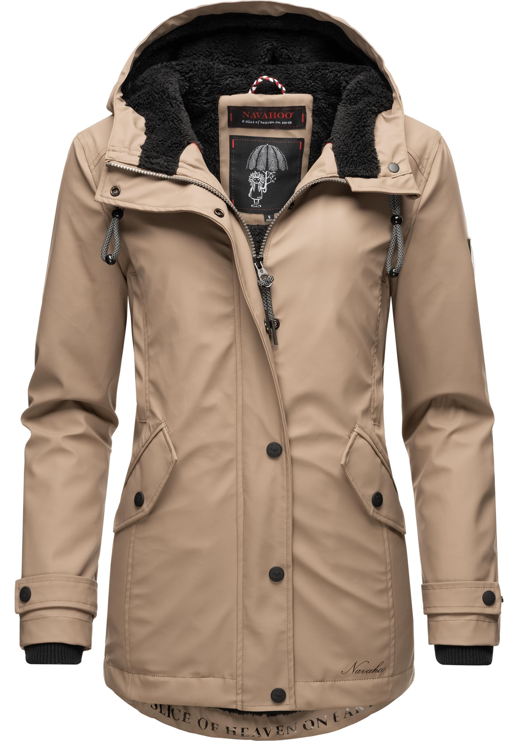 Navahoo Regenjacke »Lindraa«, mit Kapuze, stylische wasserdichte Outdoorjacke mit Teddyfell