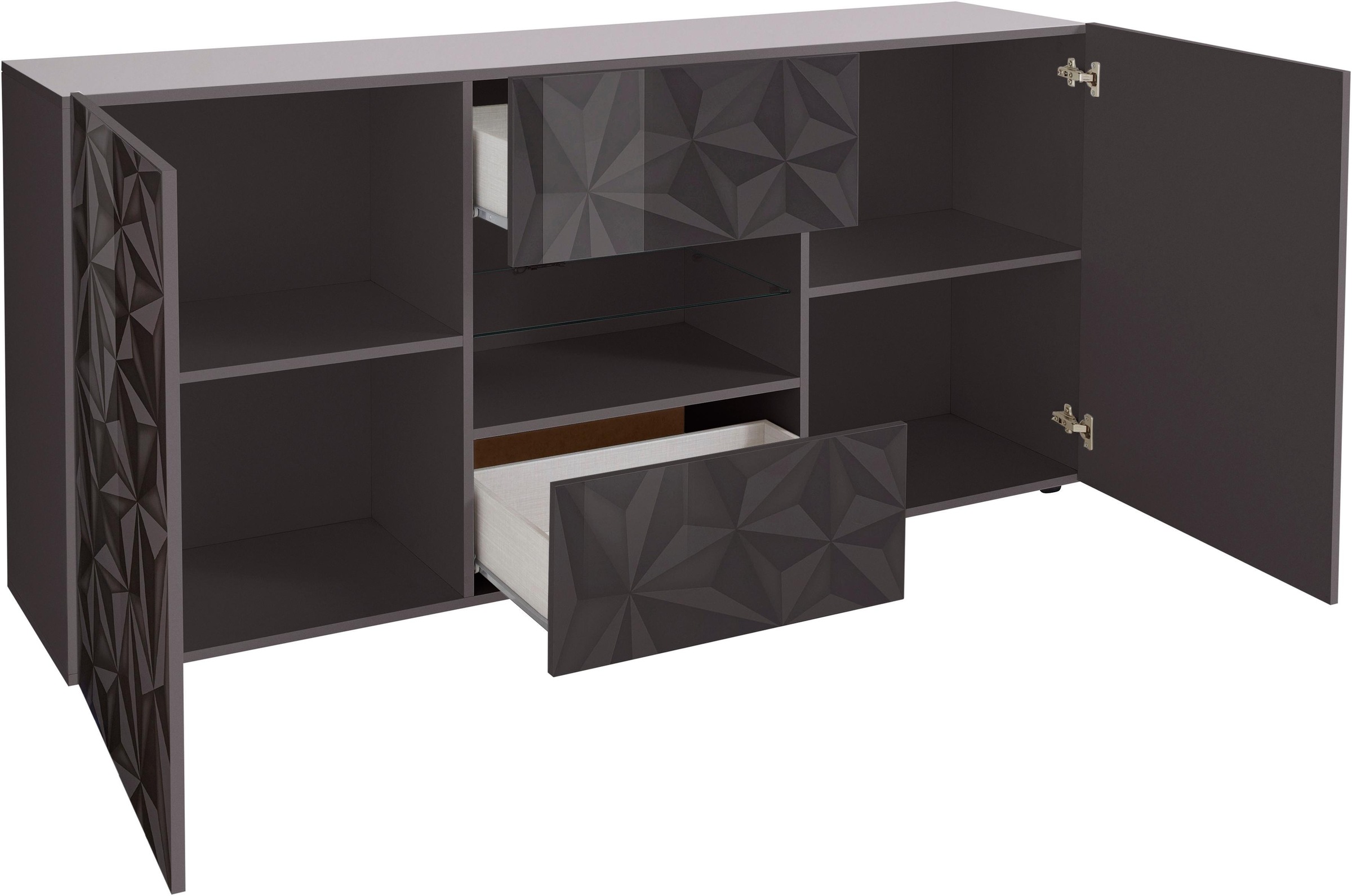 Thumbnail - INOSIGN Sideboard "Prisma Breite 181, Kommode 2 Türen, 2 Schubkästen, Anrichte", Front mit elegantem Siebdruck, grifflos...