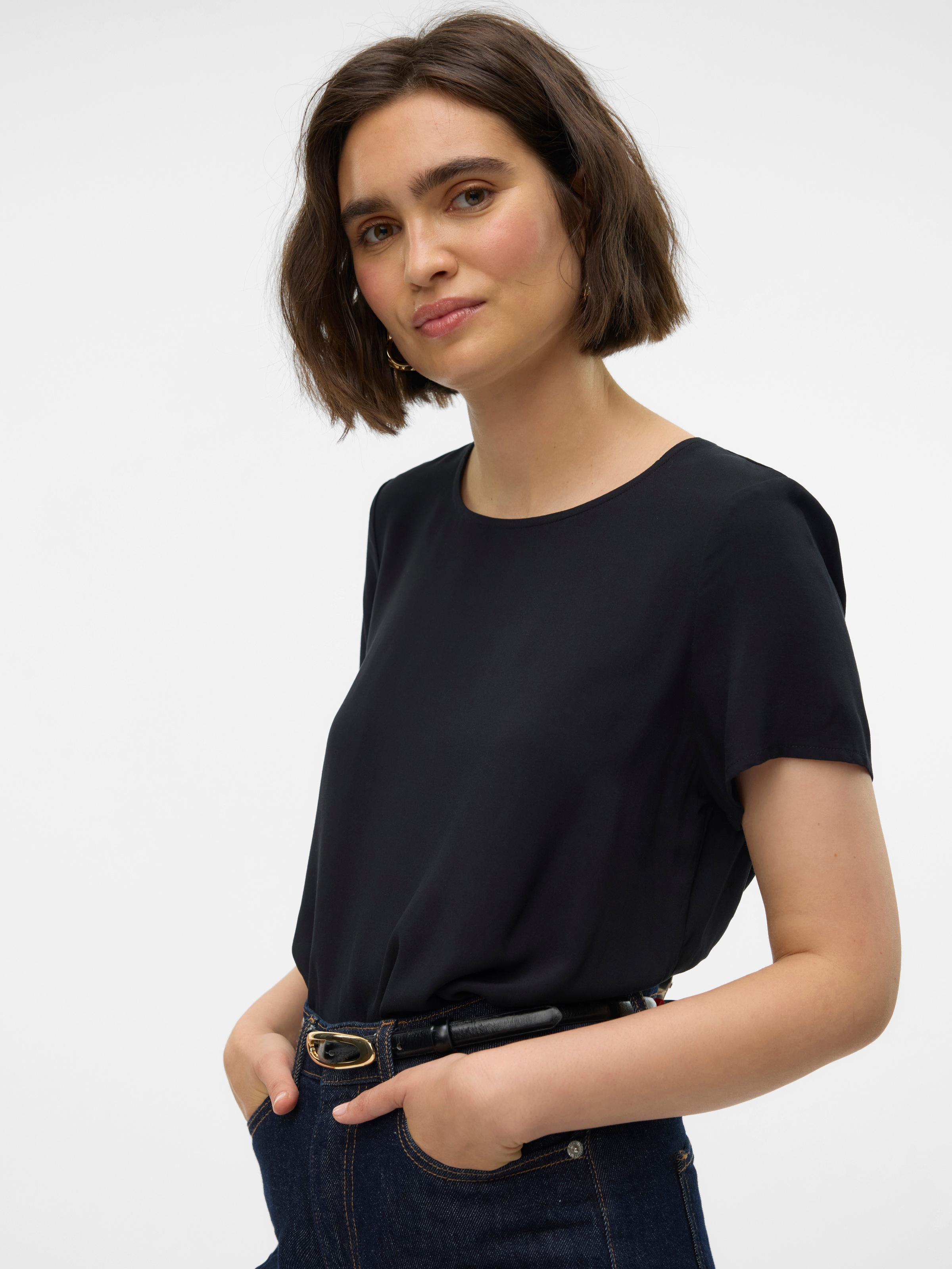 Vero Moda Kurzarmshirt "VMEASY JOY S/S TOP WVN GA" günstig online kaufen