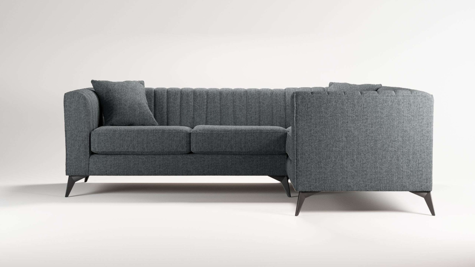 Places of Style Ecksofa »MATTHEW L-Form ideal für kleine Räume, Maße B/T/H: 240/167/74 cm«, elegantes Designsofa, Steppung im Rücken, incl. Zierkissen
