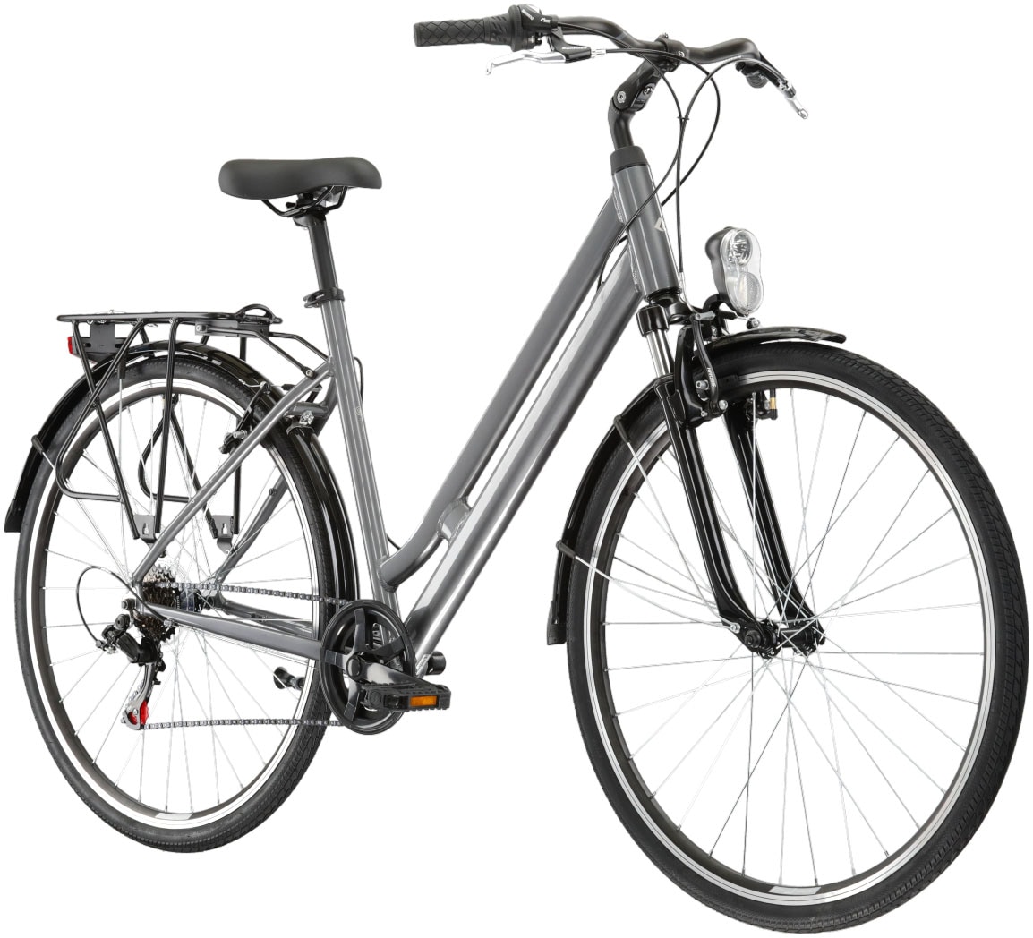 Kross Cityrad »KROSS Citybike Sentio 1.0 grau 6 Gänge«, 6 Gang, Shimano, TOURNEY TZ500 Schaltwerk, Kettenschaltung
