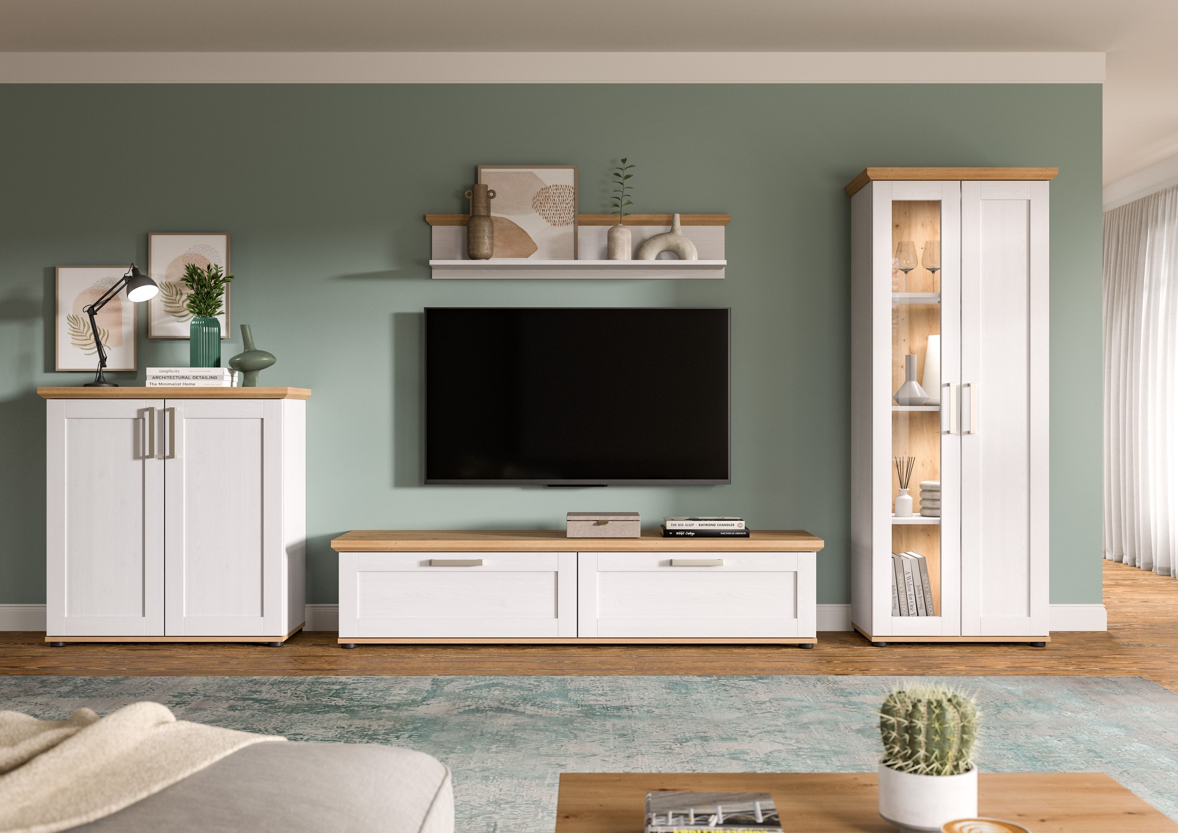 Home affaire Wohnwand "Cosenza", (Set, 4 St.), Cosenza, Breite: 336 cm, Vit günstig online kaufen