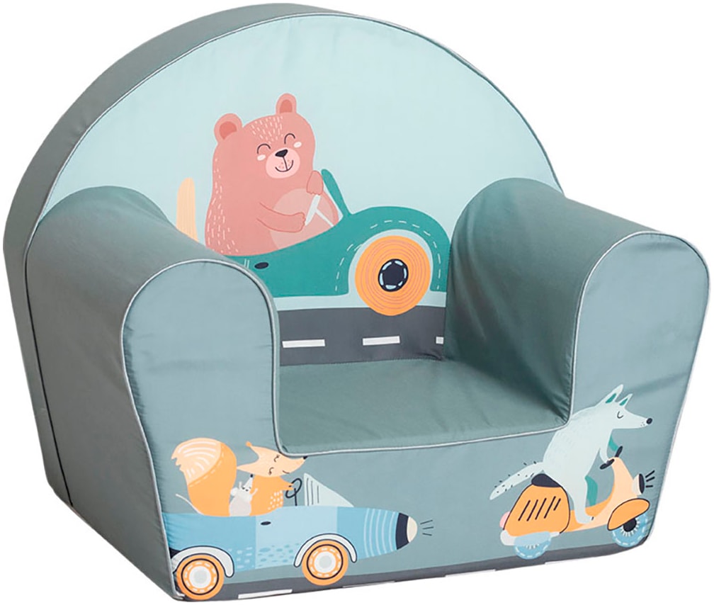 KNORRTOYS Kinder Sessel "Bear and Friends", Baumwolle, B/H/T: 51cm x 42cm x 34cm, grau, B:51cm H:42cm T:34cm, Sessel, für Kinder; Made in Europe