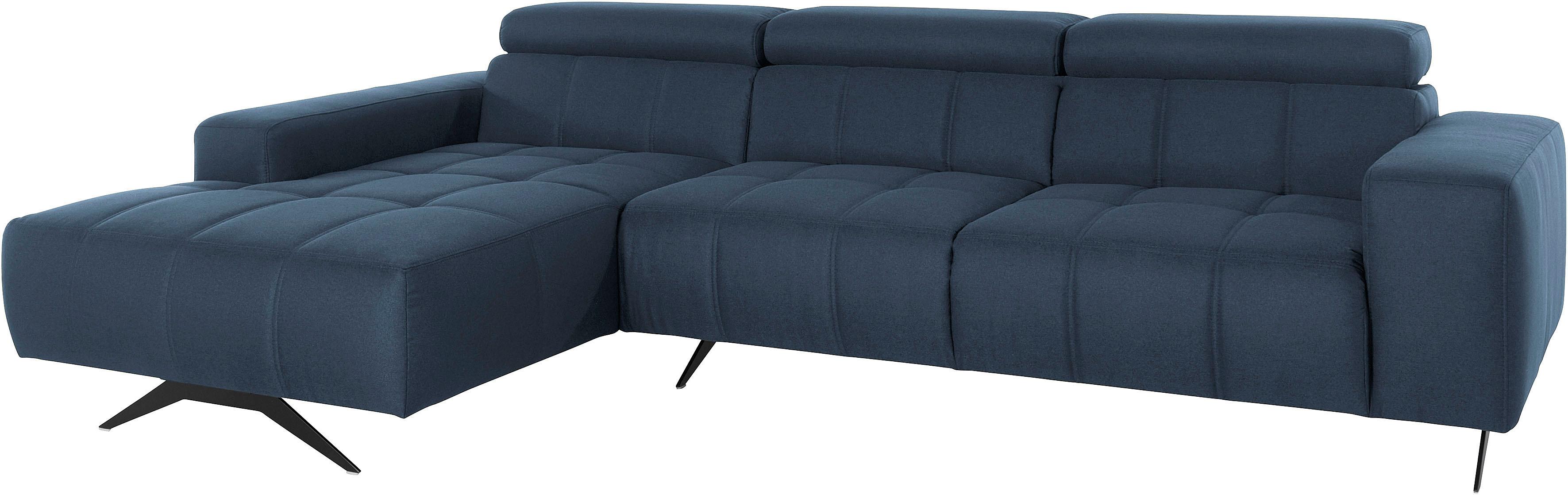 DOMO collection Ecksofa "Trento L-Form, mit Kufenfuß oder Einzelfuß" whlw. verstellbare Kopfteile, passend für gängige Saugroboter