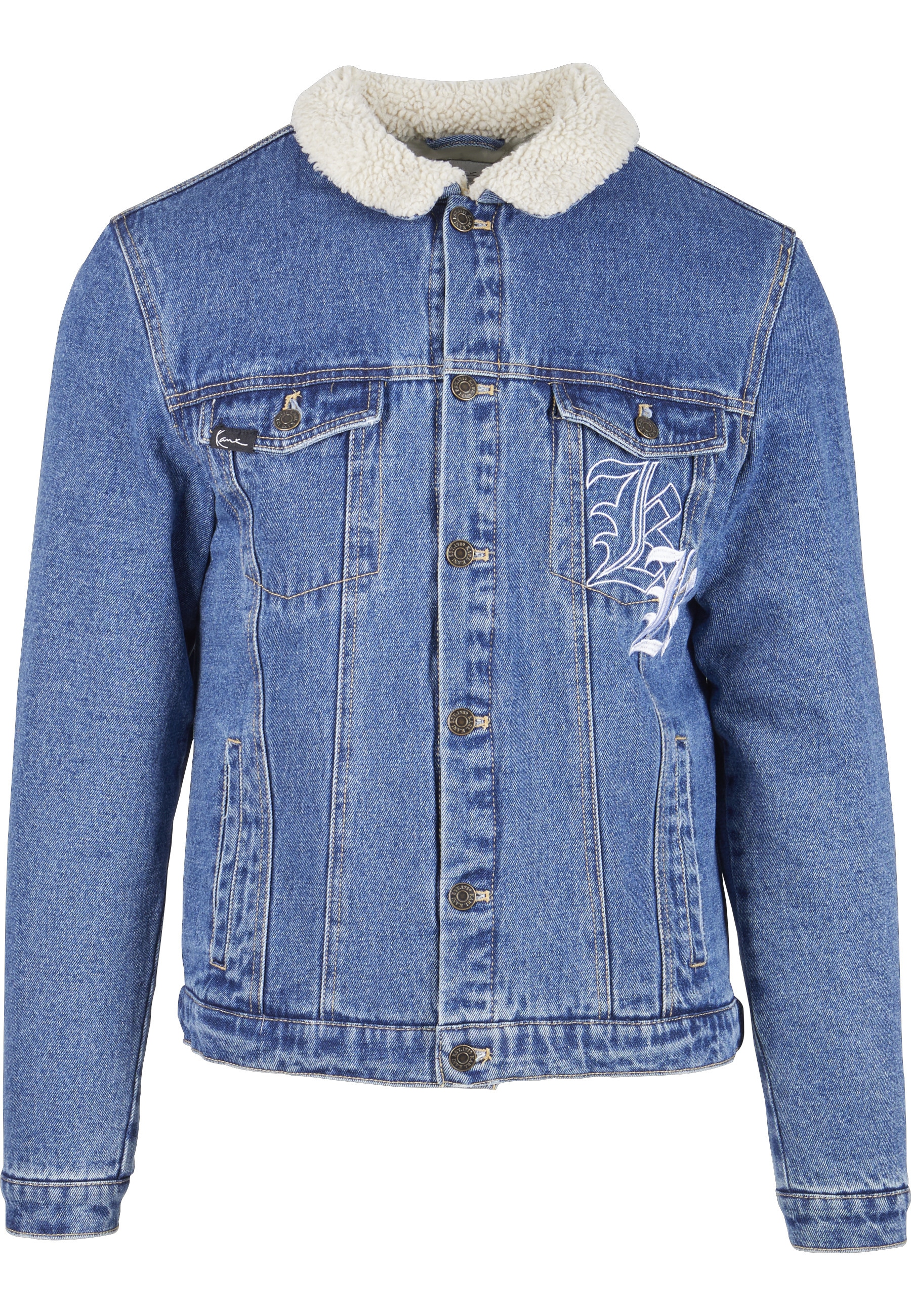 Karl Kani Jeansjacke "Karl Kani Herren KM224-062-1 KK Old English Denim Jacket" 1 Stk. tlg. ohne Kapuze