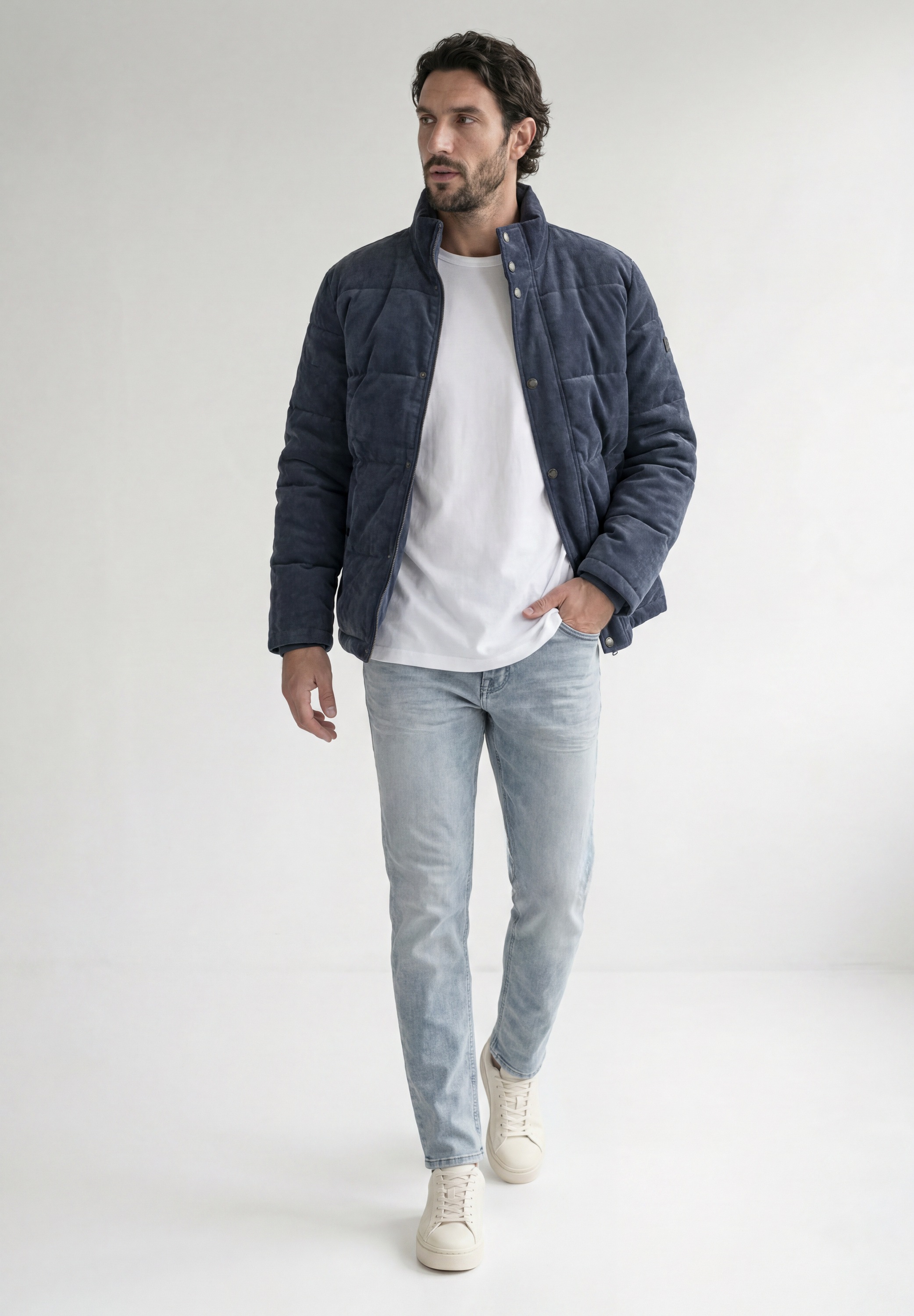 STREET ONE MEN Winterjacke ohne Kapuze mit durchgehender Knopfleiste vorn
