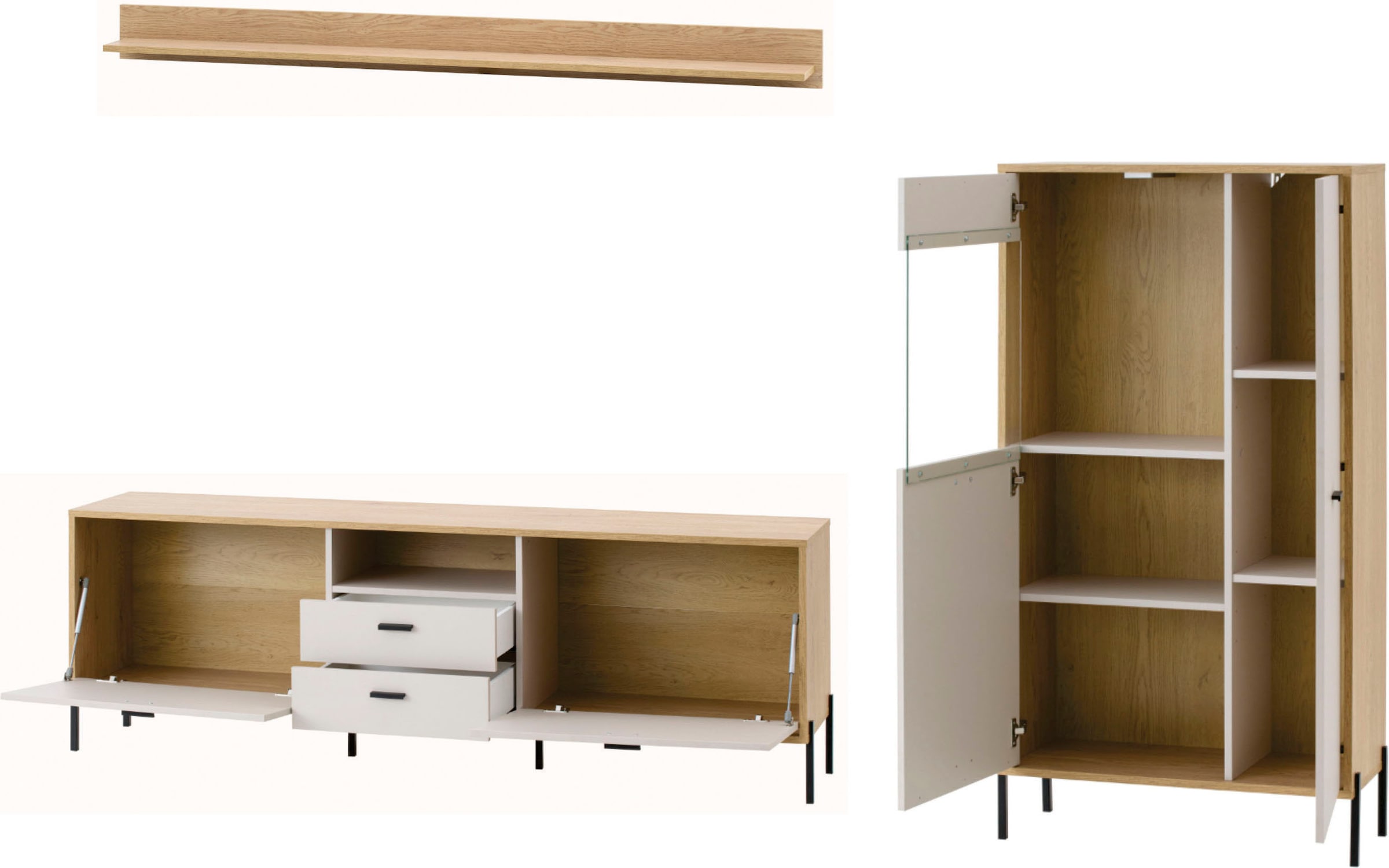Home affaire Wohnwand »Fredericia, moderne Anbauwand, Komplettset in Kaschmir« Set, 3 Stk. tlg.