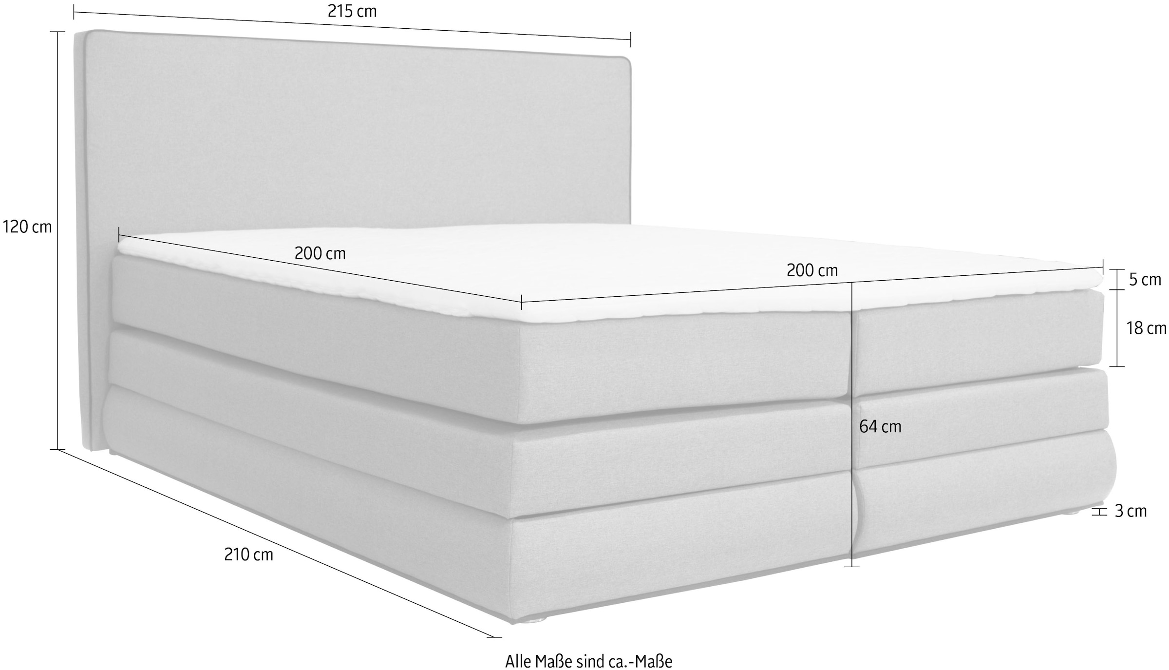 COLLECTION AB Boxspringbett »Ninoni«, inkl. Bettkasten, Topper und wahlweise mit LED-Beleuchtung
