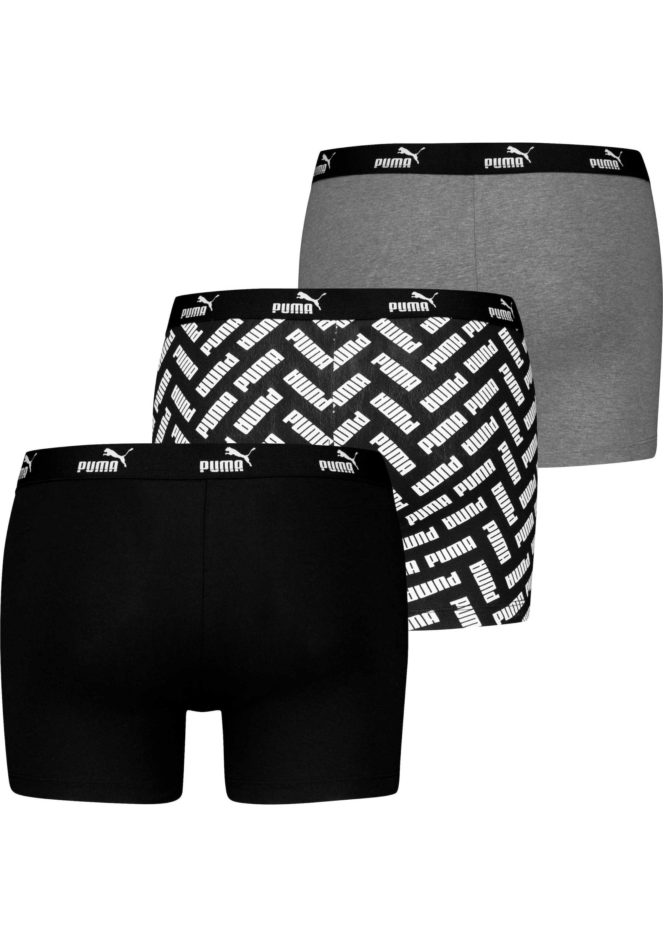 PUMA Boxer »MEN PROMO PRINT BOXER 3P«, (3er Pack), mit elastischem Webbund
