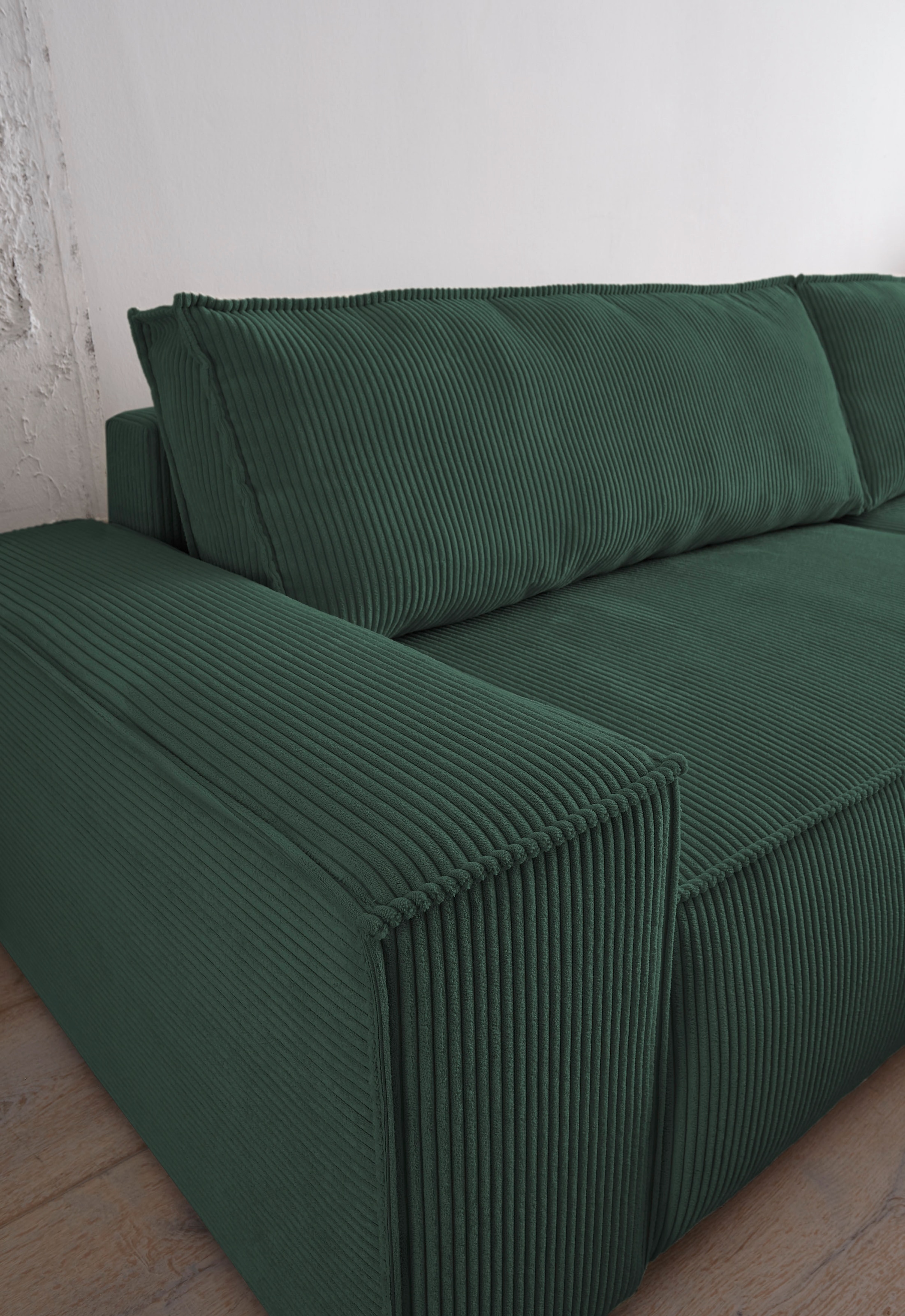 Home affaire Ecksofa SHERWOOD Schlafsofa 267 cm, L-Form, Schlaffunktion mit Bettkasten (210x136 cm), Cord, Vintage, Samtvelours