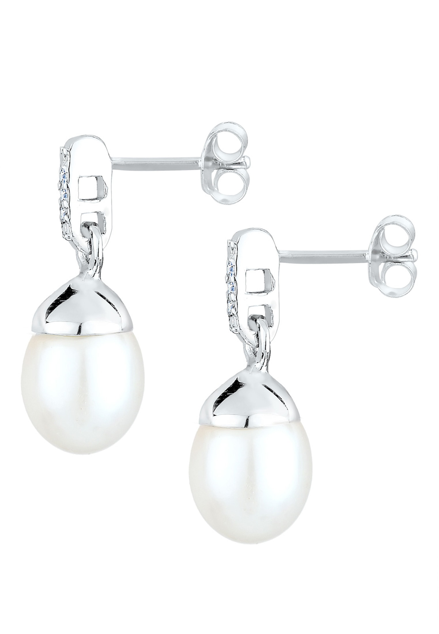Elli DIAMONDS Paar Ohrhänger »Süßwasserzuchtperle Diamant 0.06 ct. 925 Silber«