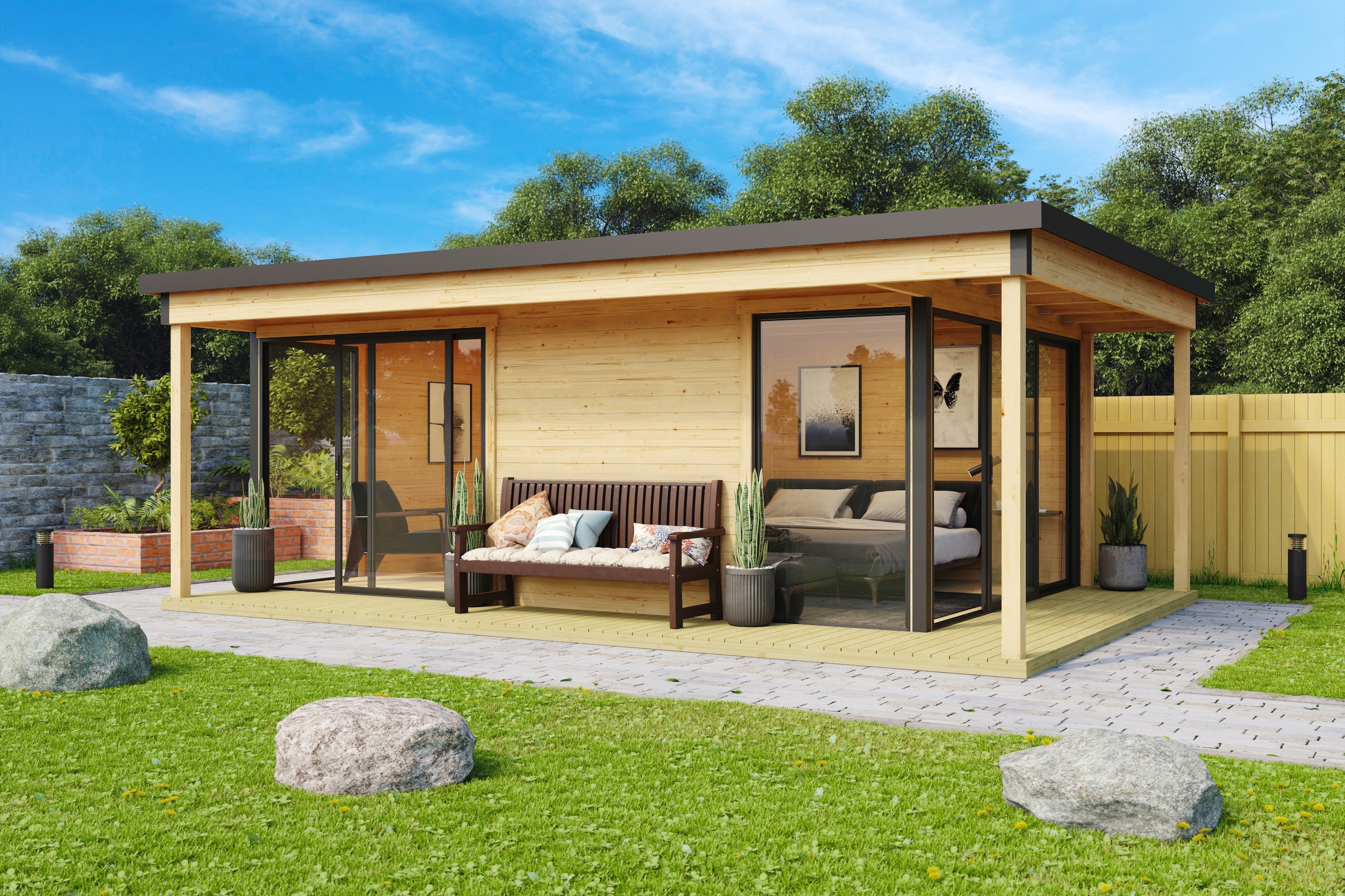 LASITA MAJA Gartenhaus "Domeo 3 Loggia natur" mit Überdachung, Position der günstig online kaufen