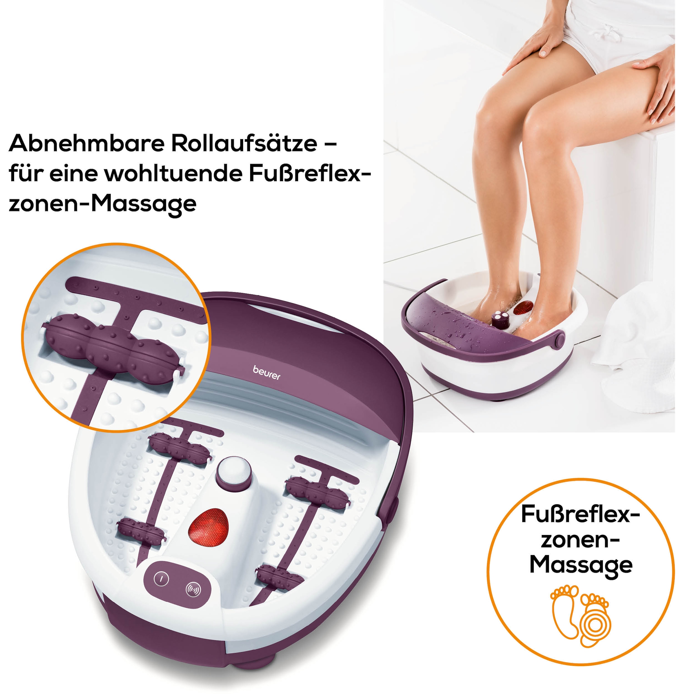 BEURER Fußbad »FB 21 mit Vibrations- und Sprudelmassagen für Fußwellness zuhause«, Mit praktischem Tragegriff und zuschaltbarer Wärmefunktion